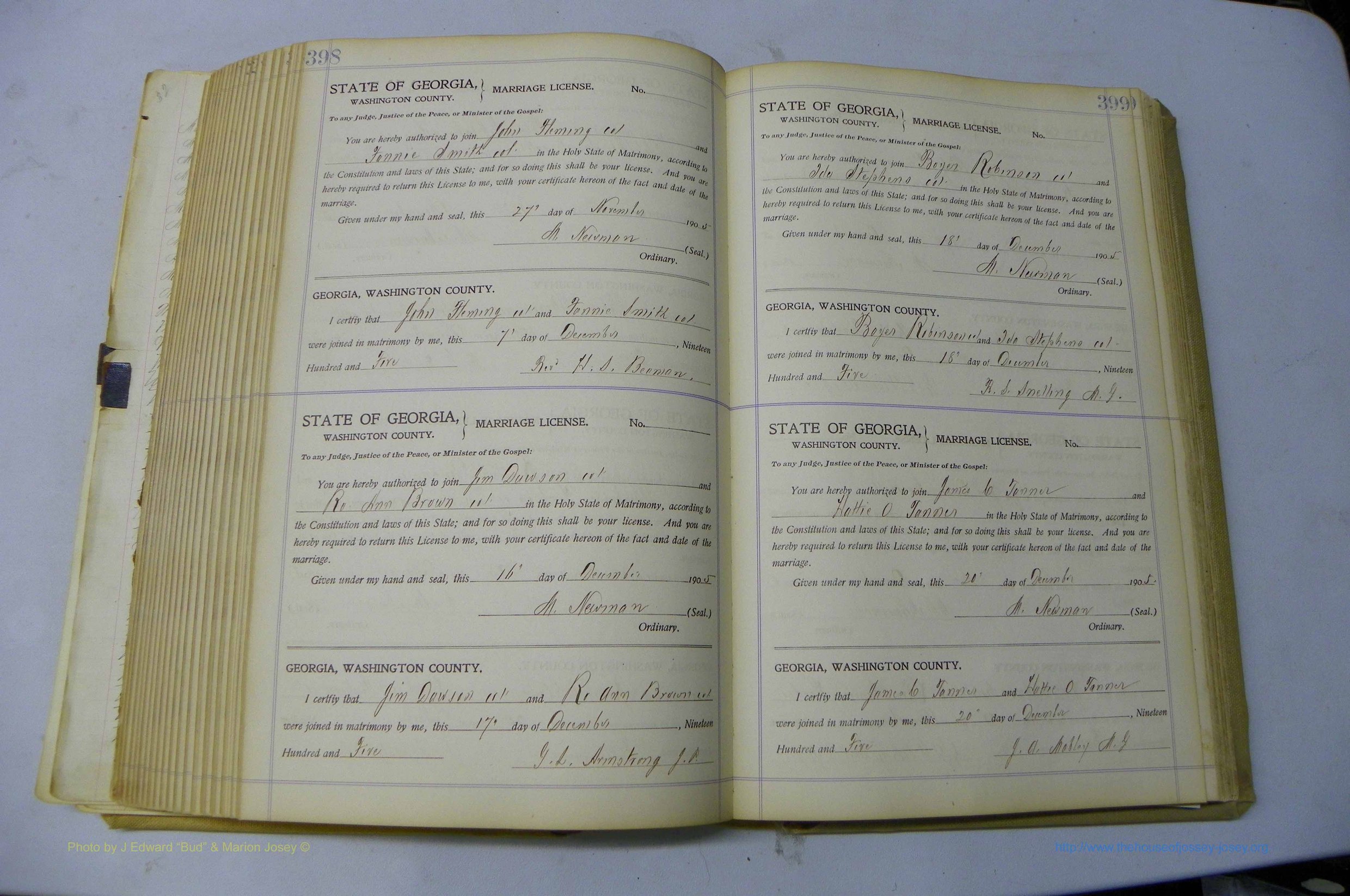 Was GA, Marriages Book J, 1903 - 1906, P 398-399.JPG
