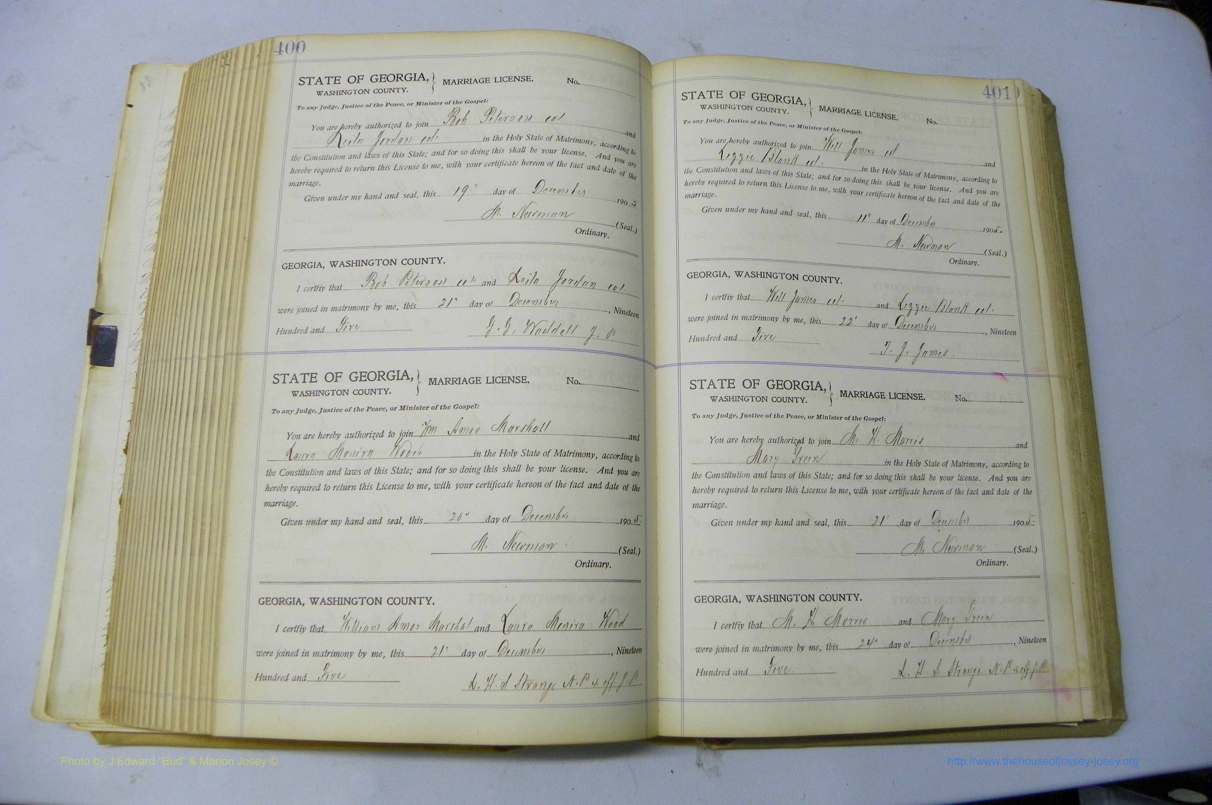 Was GA, Marriages Book J, 1903 - 1906, P 400-401.JPG