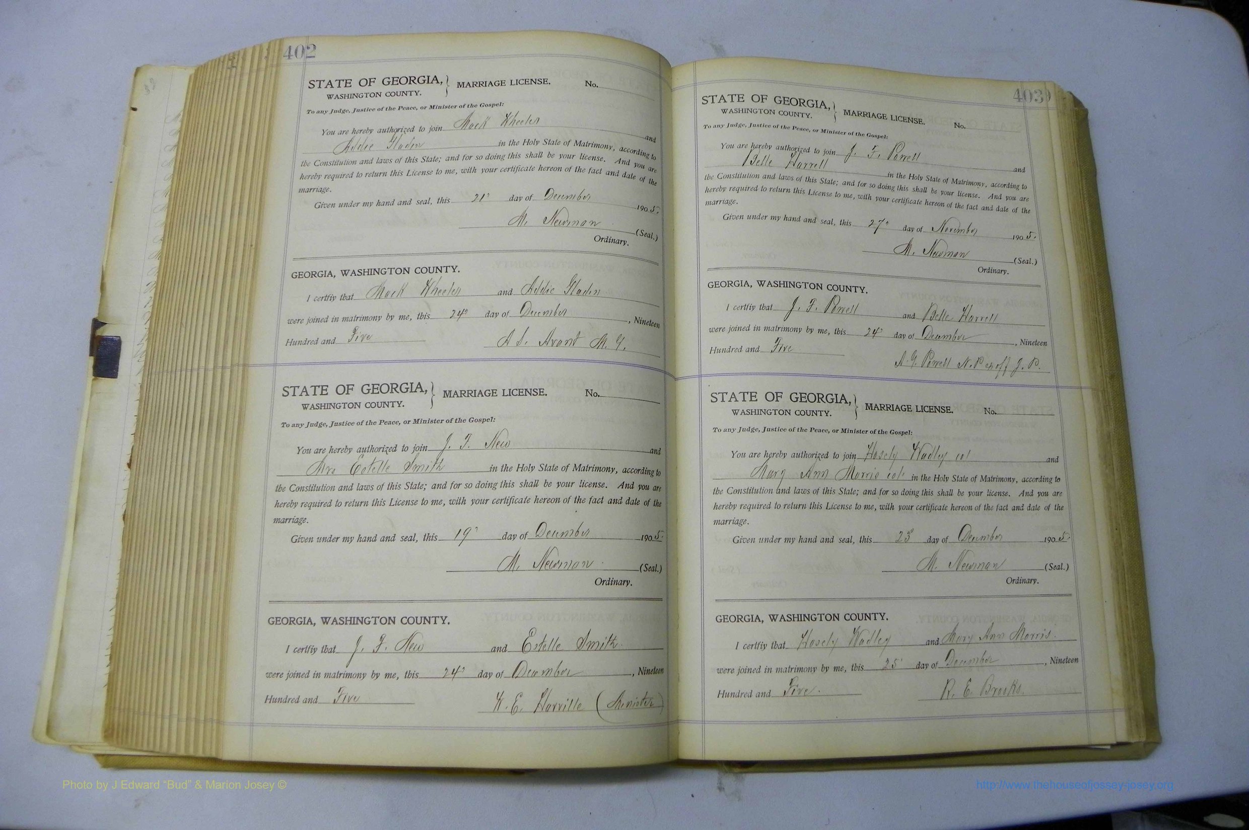 Was GA, Marriages Book J, 1903 - 1906, P 402-403.JPG