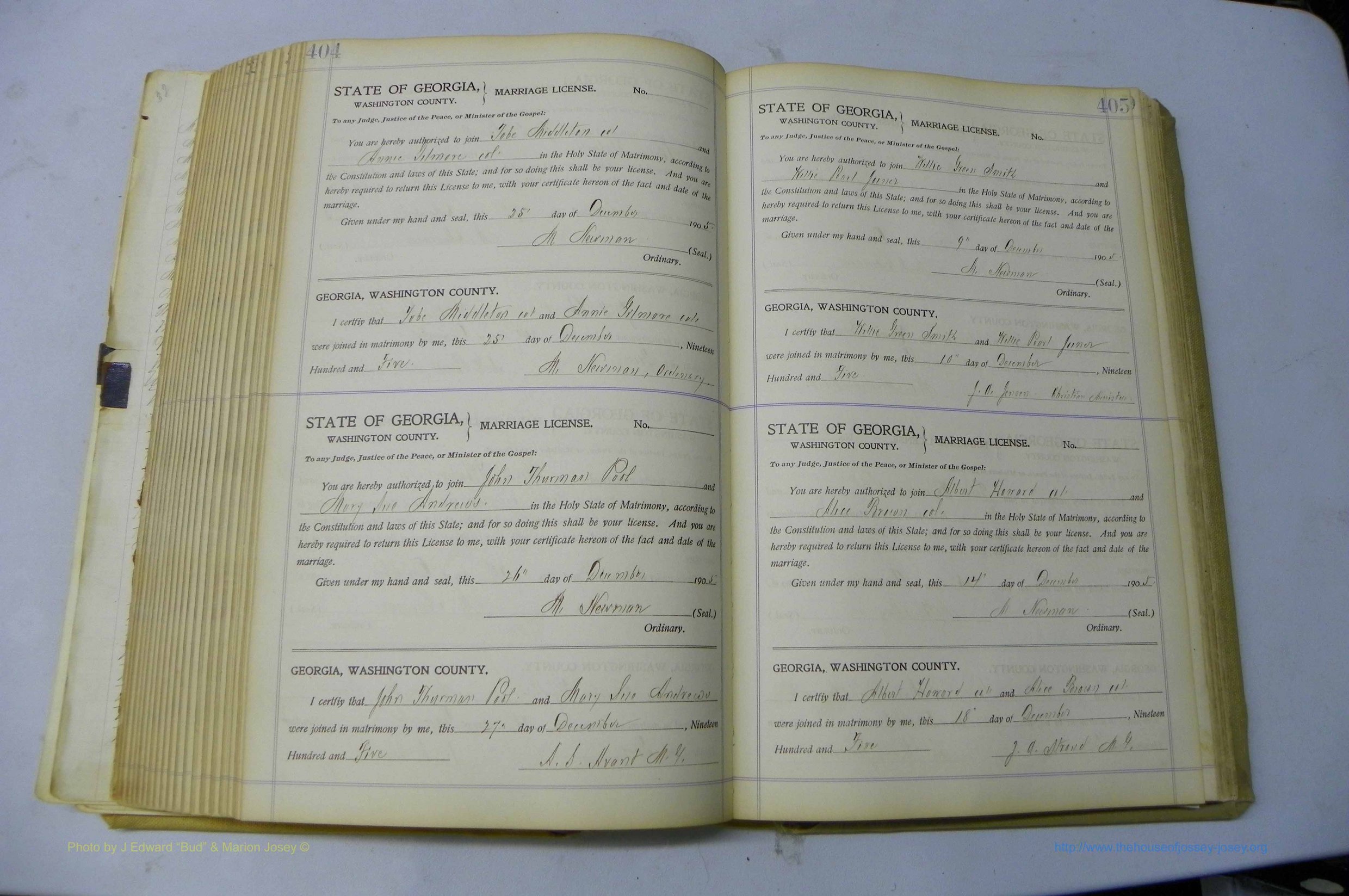 Was GA, Marriages Book J, 1903 - 1906, P 404-405.JPG