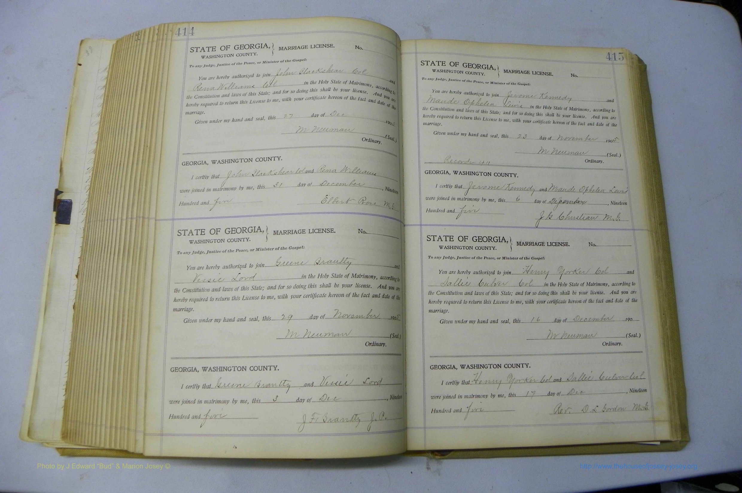 Was GA, Marriages Book J, 1903 - 1906, P 414-415.JPG
