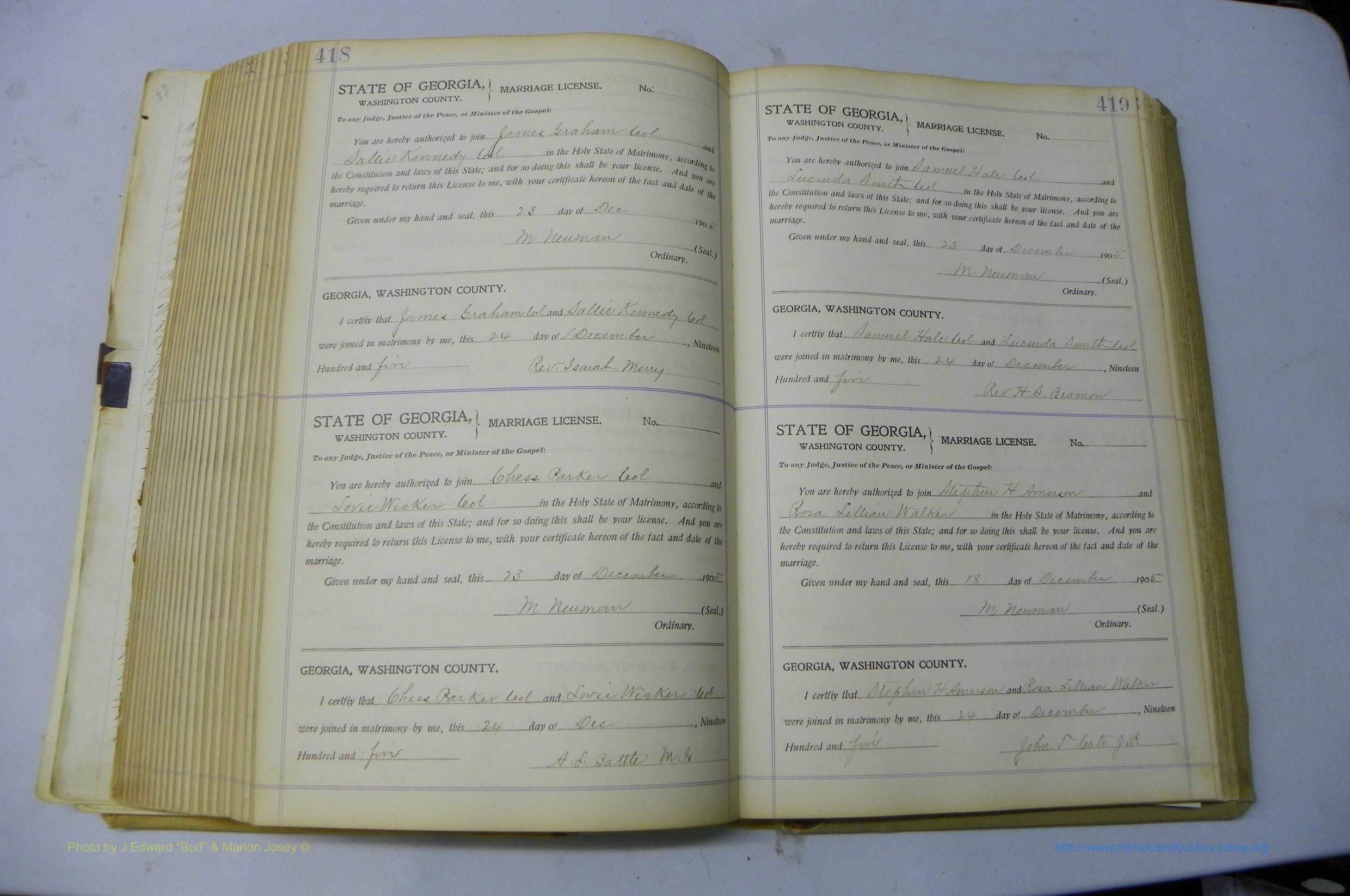 Was GA, Marriages Book J, 1903 - 1906, P 418-419.JPG