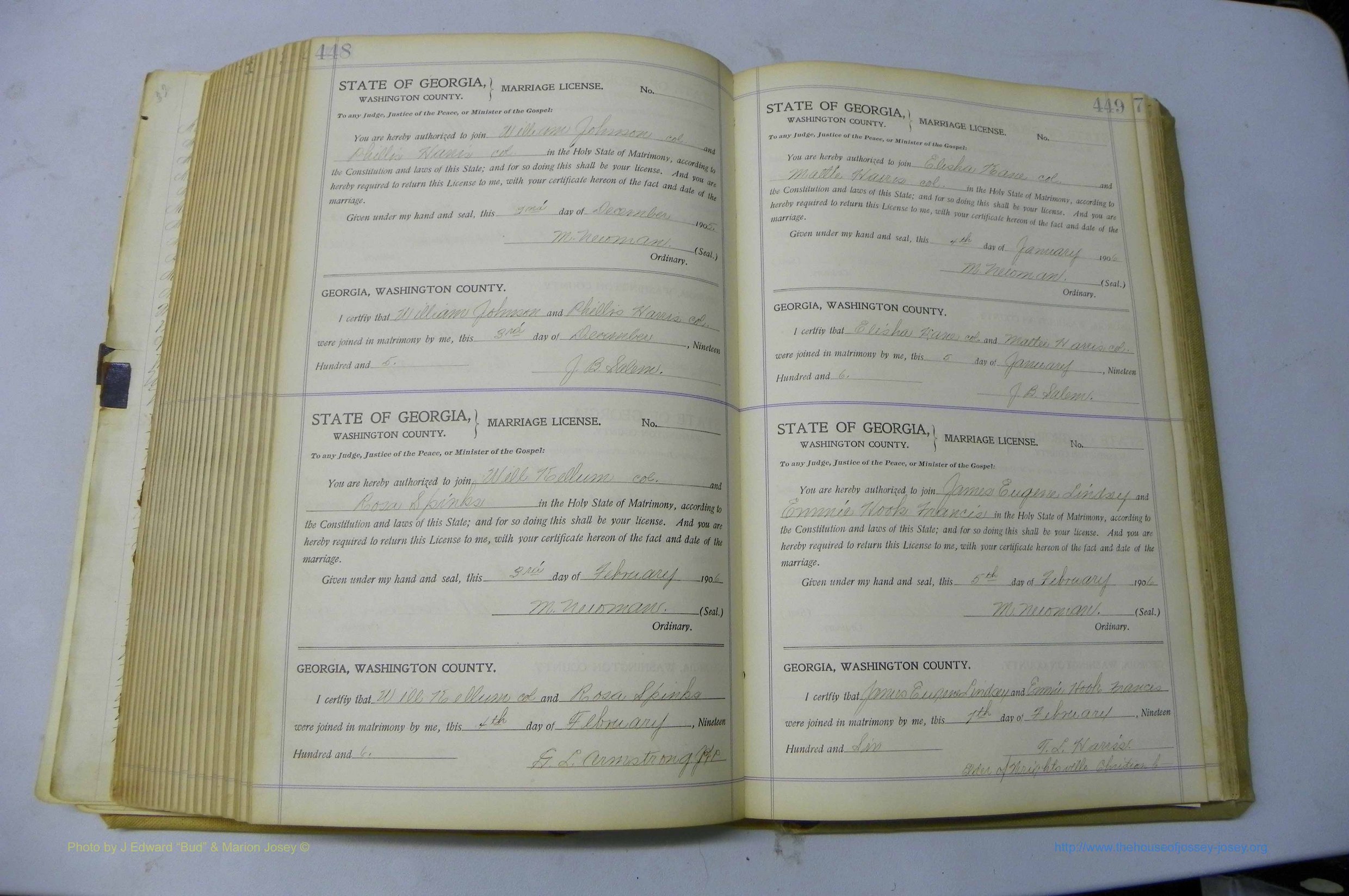 Was GA, Marriages Book J, 1903 - 1906, P 448-449.JPG