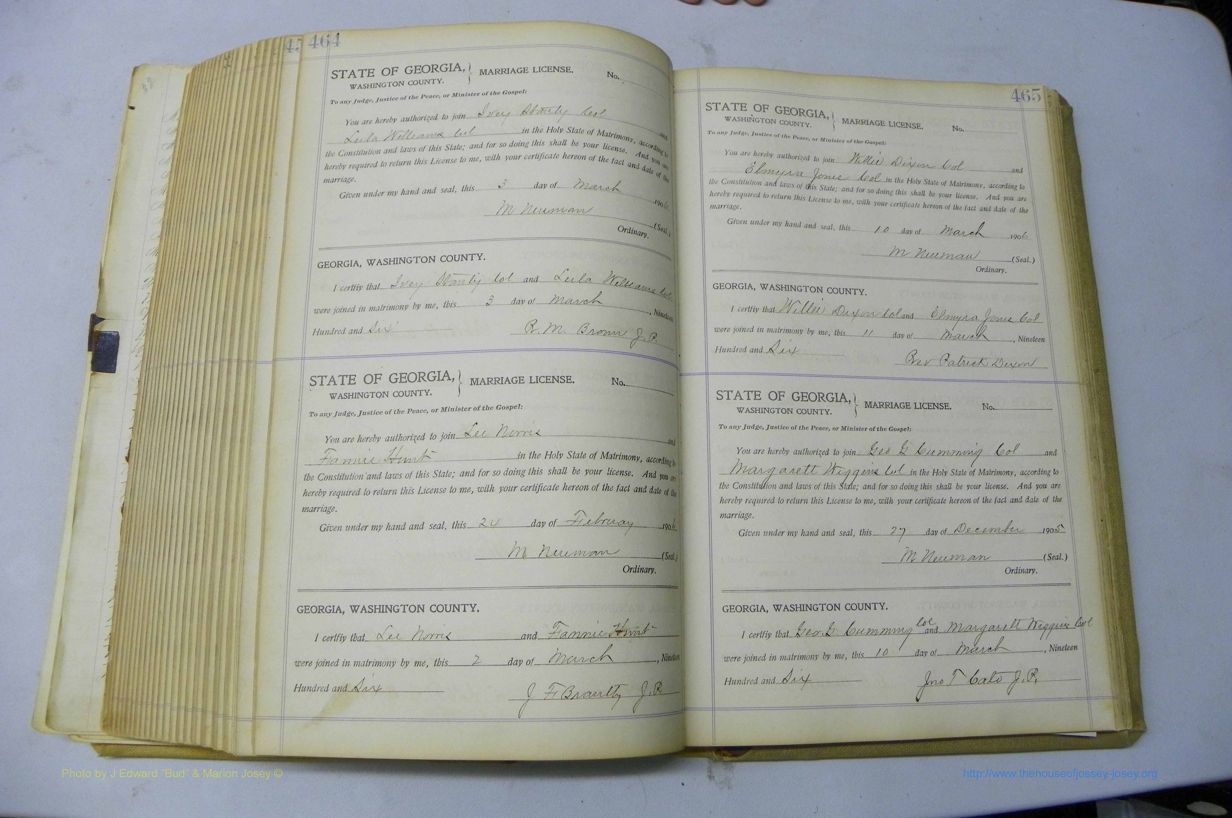Was GA, Marriages Book J, 1903 - 1906, P 464-465.JPG