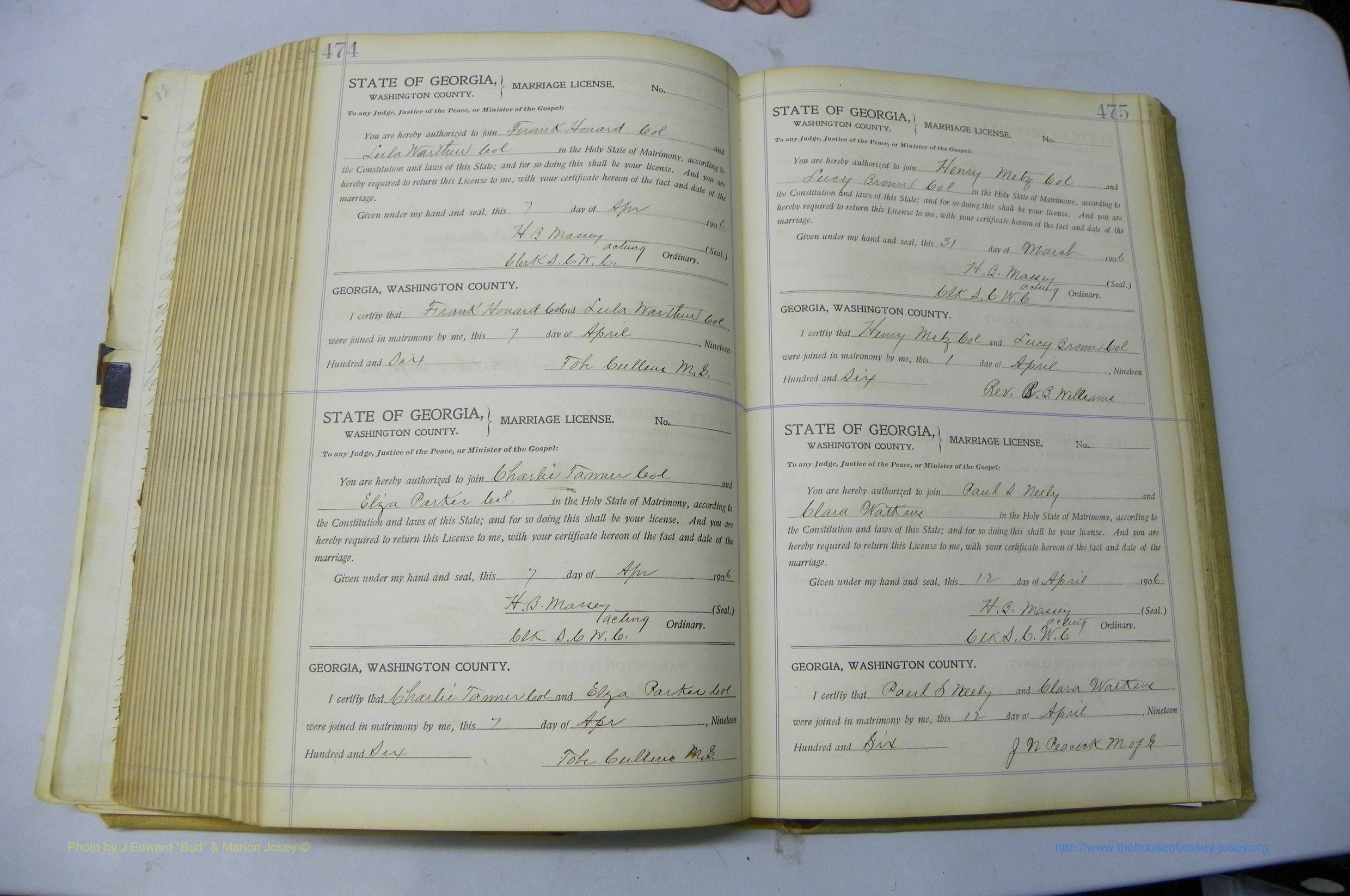 Was GA, Marriages Book J, 1903 - 1906, P 474-475.JPG