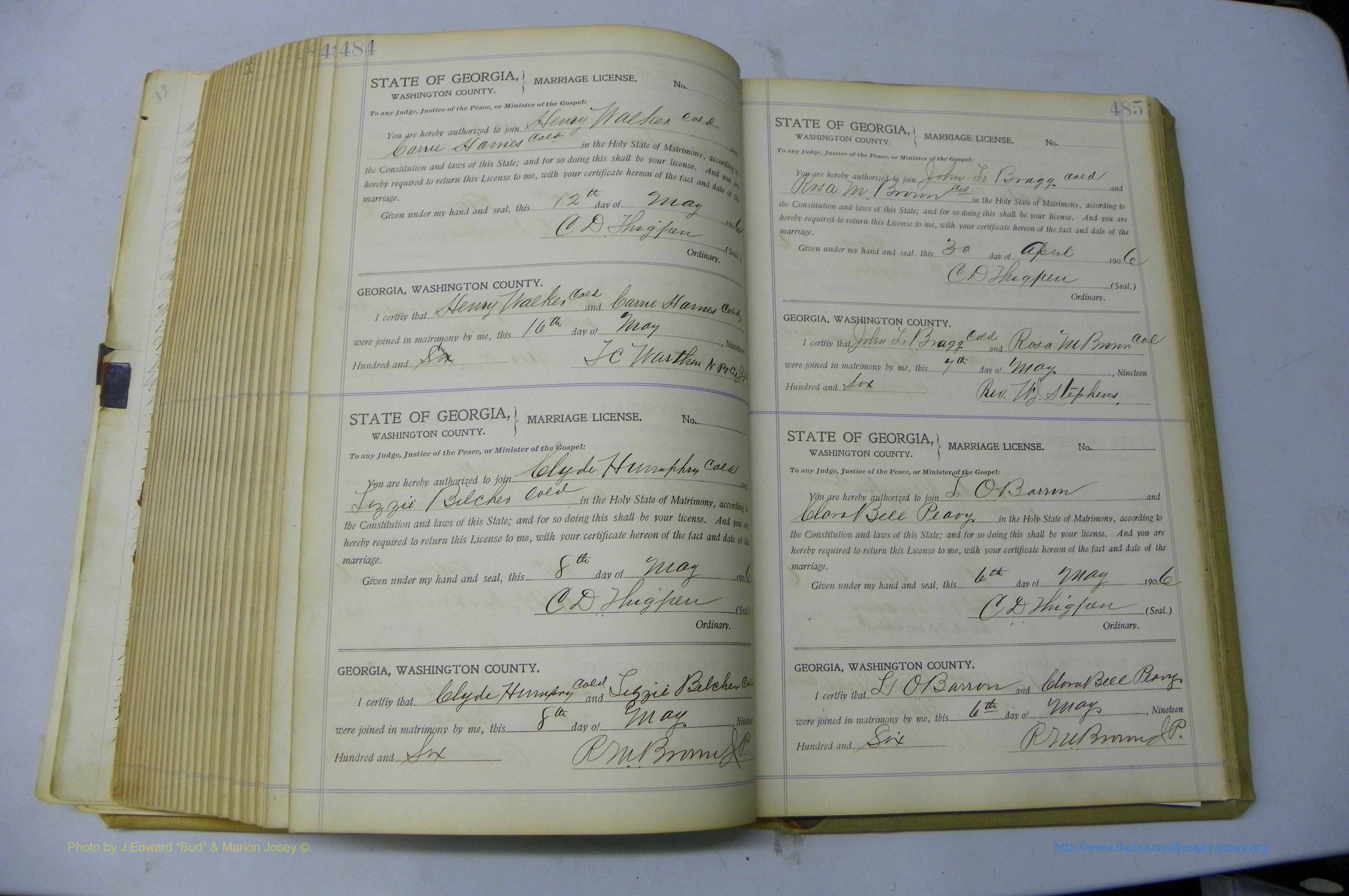 Was GA, Marriages Book J, 1903 - 1906, P 484-485.JPG