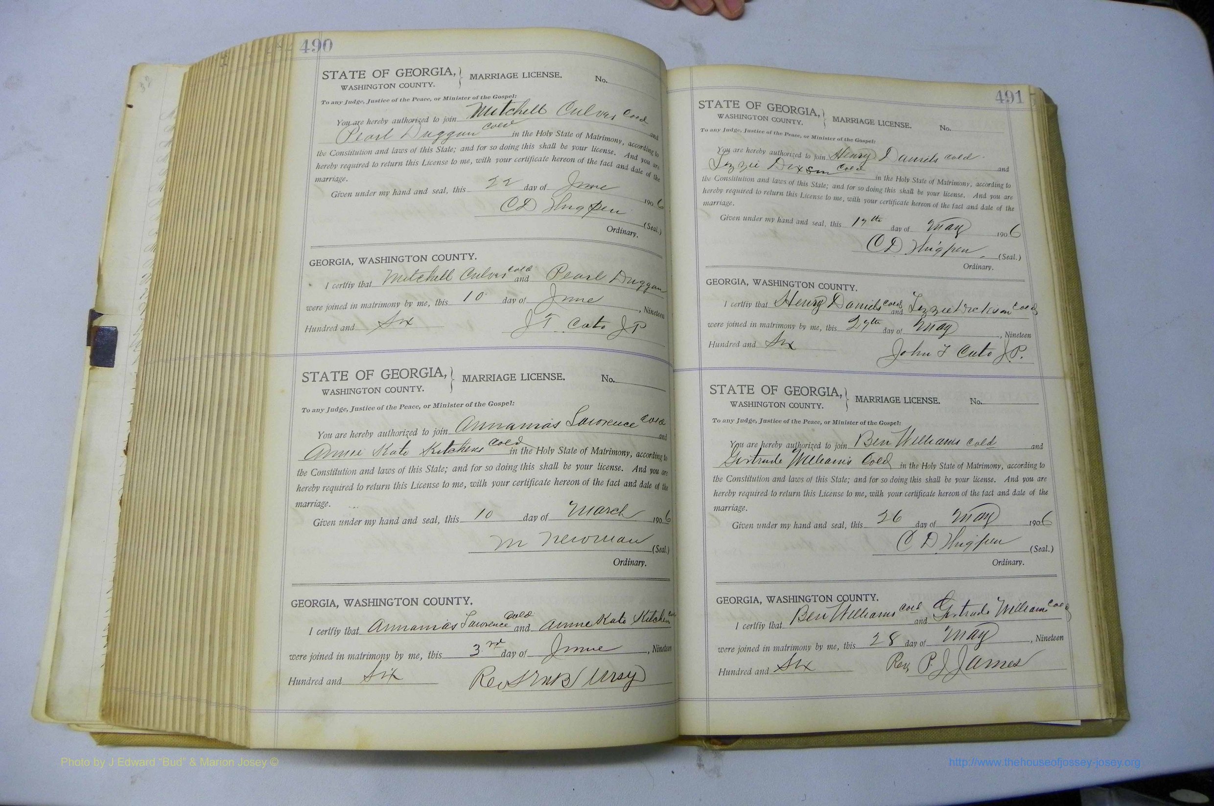 Was GA, Marriages Book J, 1903 - 1906, P 490-491.JPG