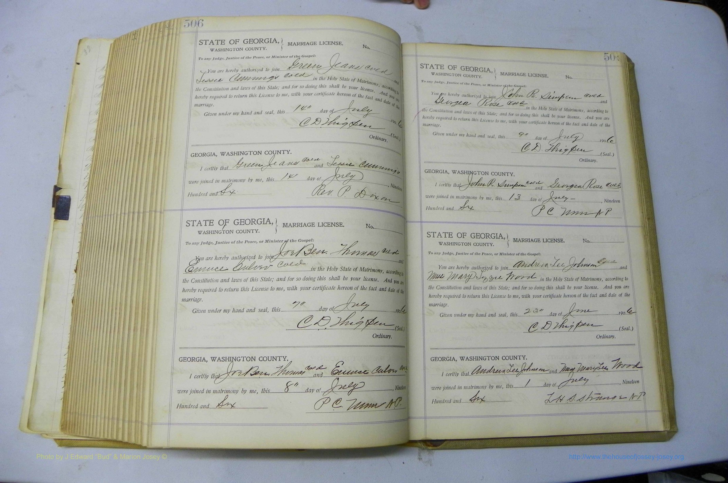 Was GA, Marriages Book J, 1903 - 1906, P 506-507.JPG