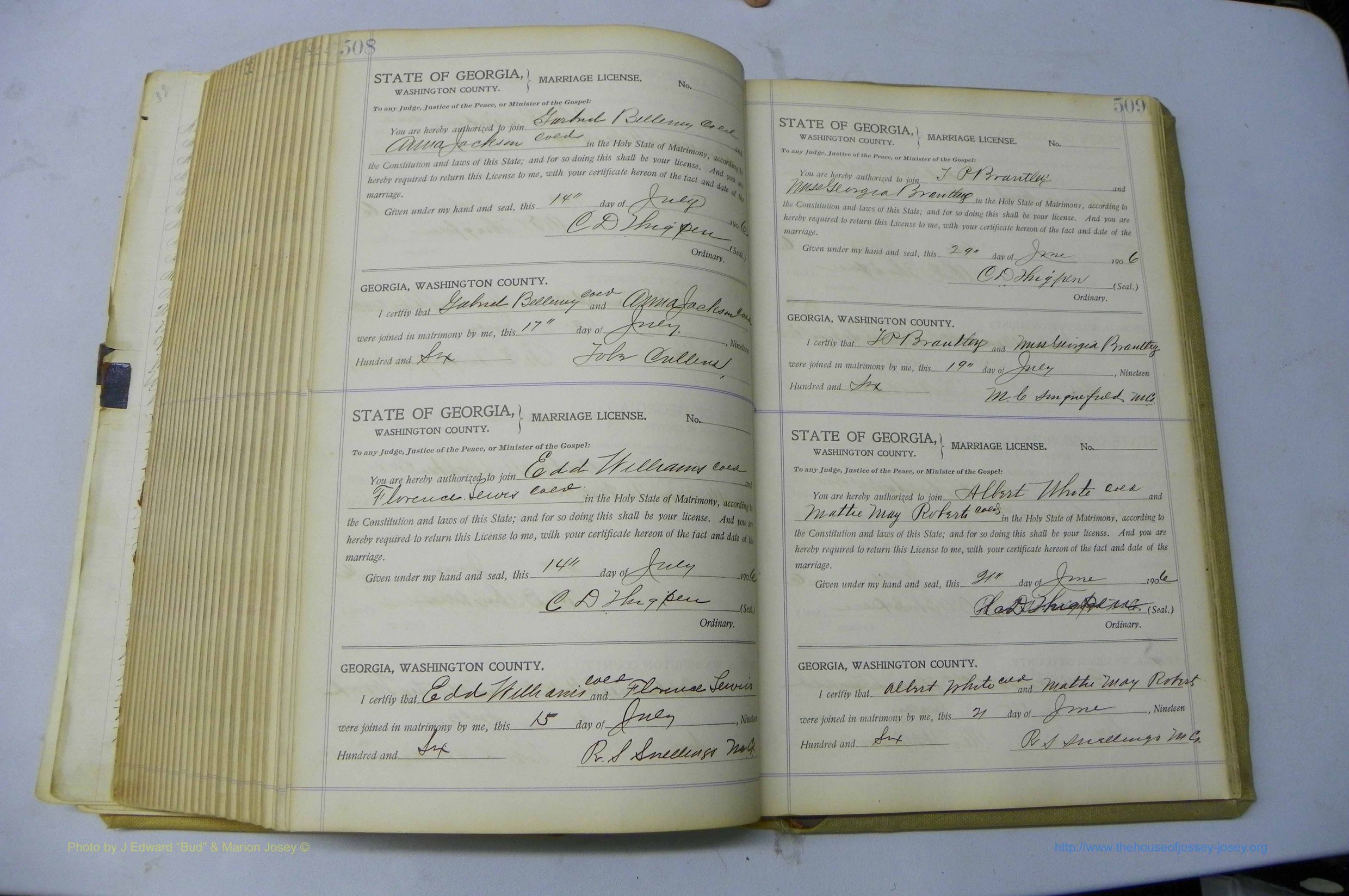 Was GA, Marriages Book J, 1903 - 1906, P 508-509.JPG