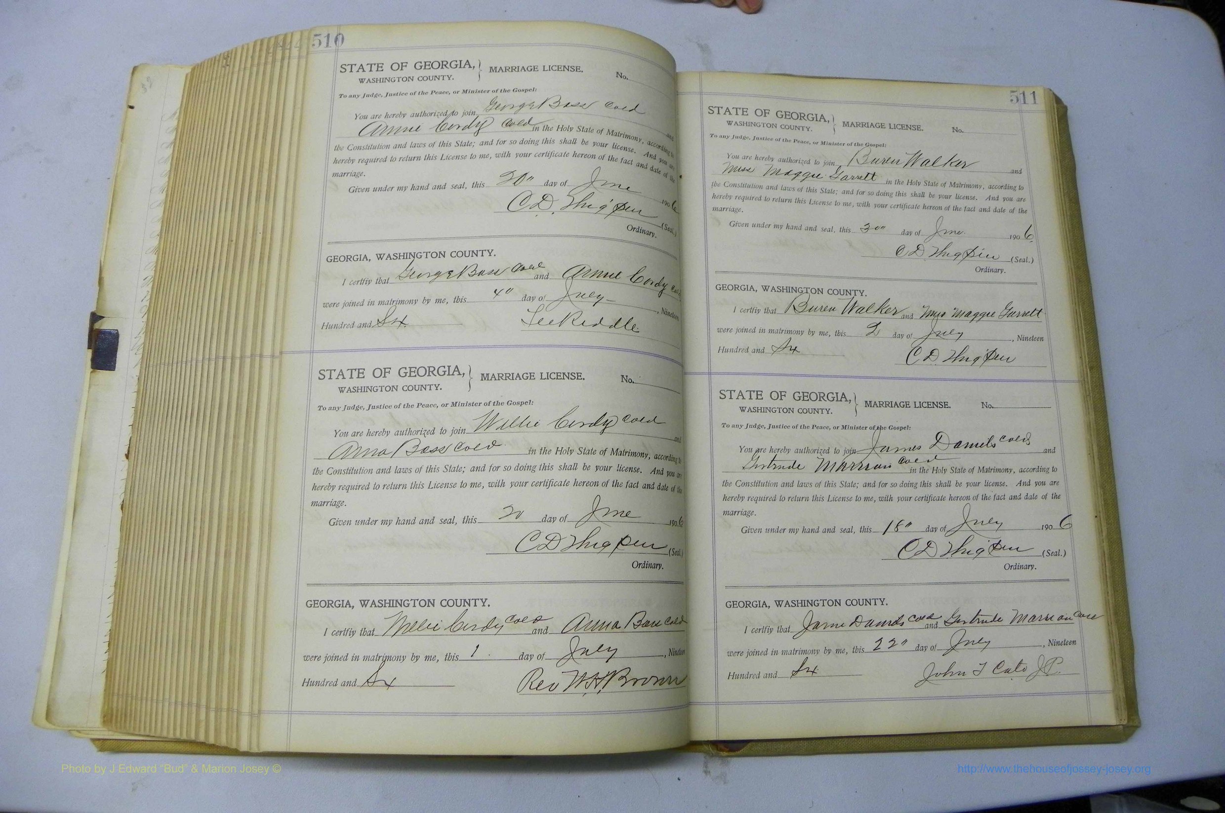 Was GA, Marriages Book J, 1903 - 1906, P 510-511.JPG