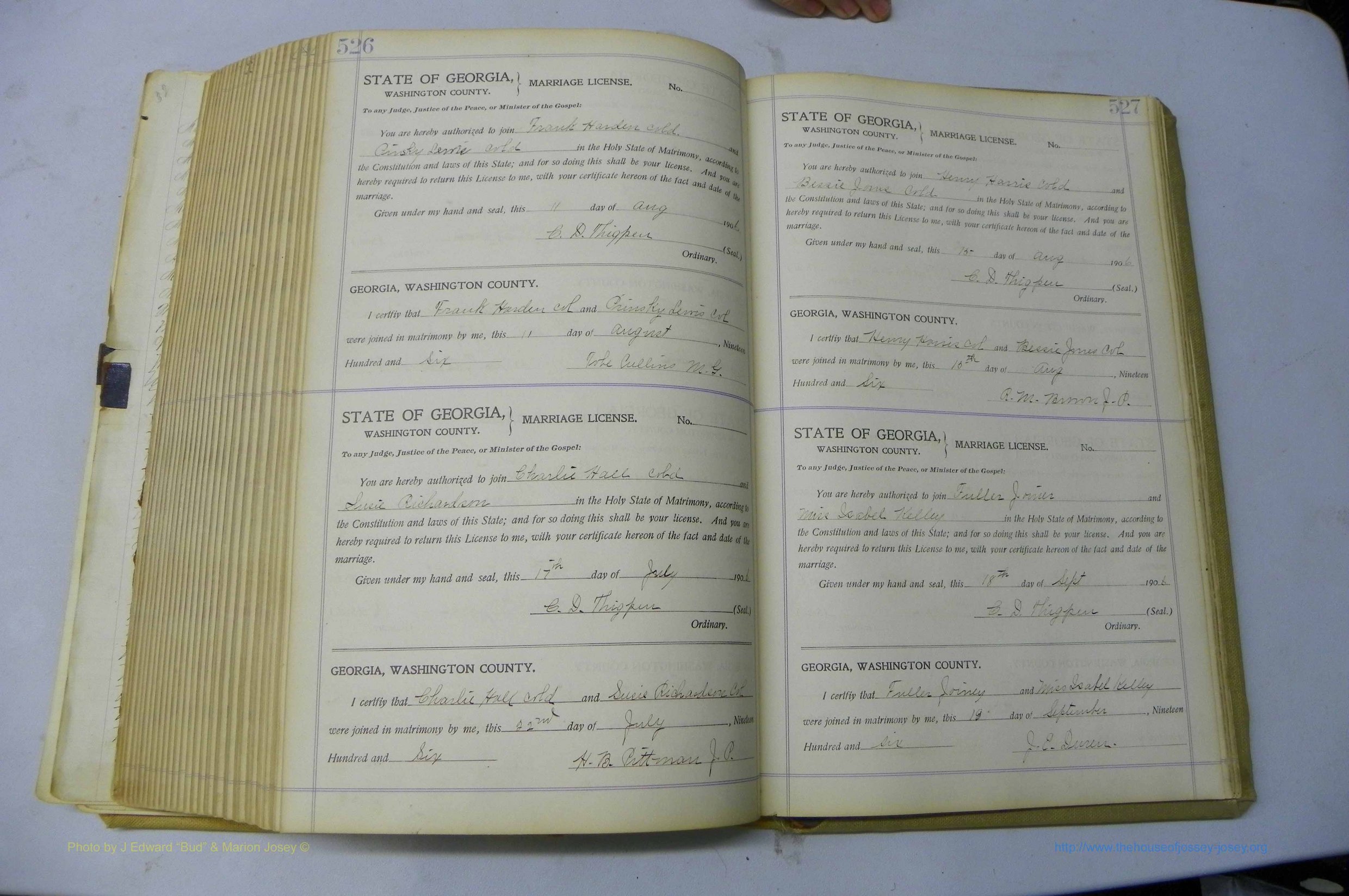 Was GA, Marriages Book J, 1903 - 1906, P 526-527.JPG