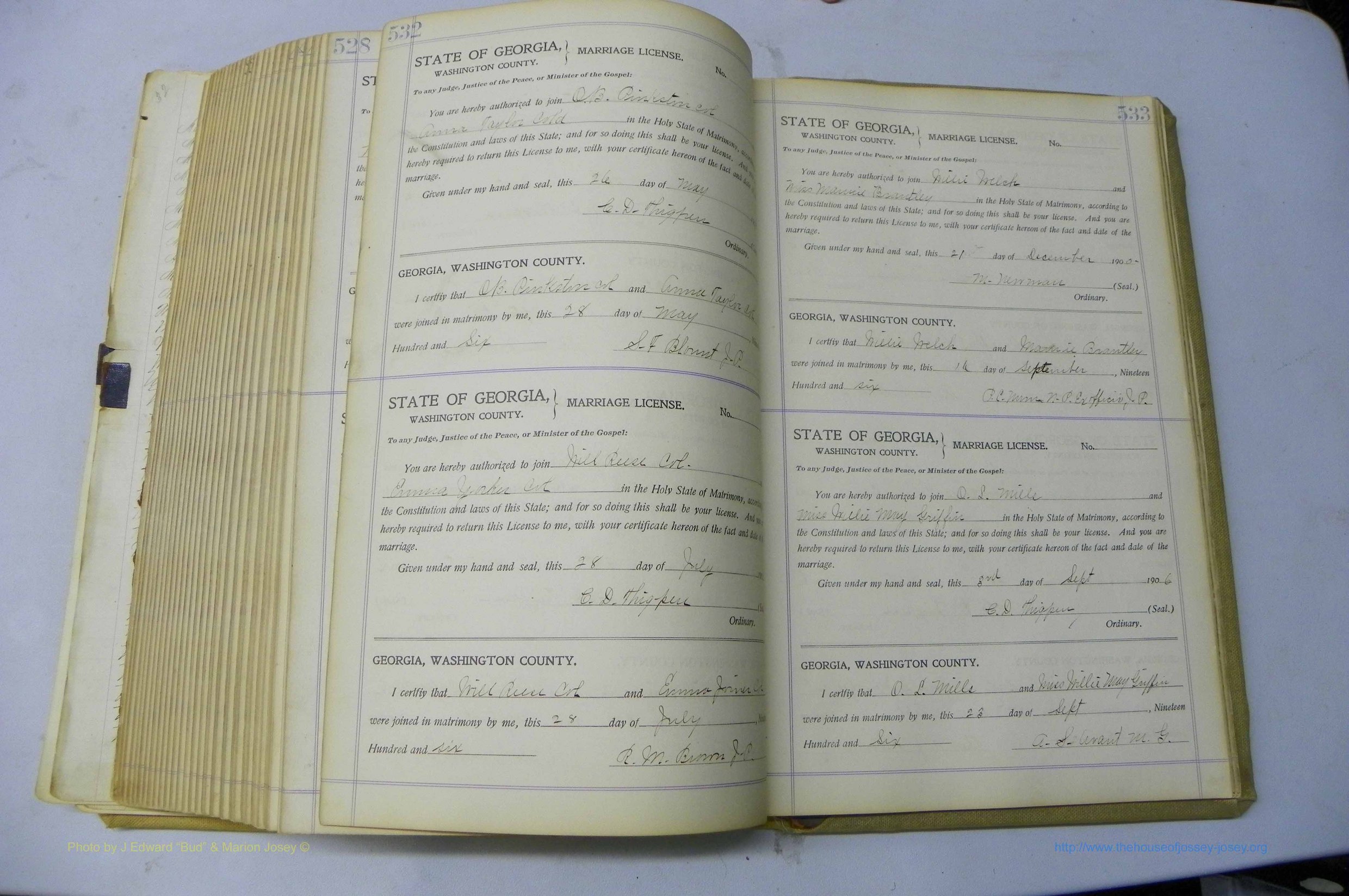 Was GA, Marriages Book J, 1903 - 1906, P 532-533.JPG