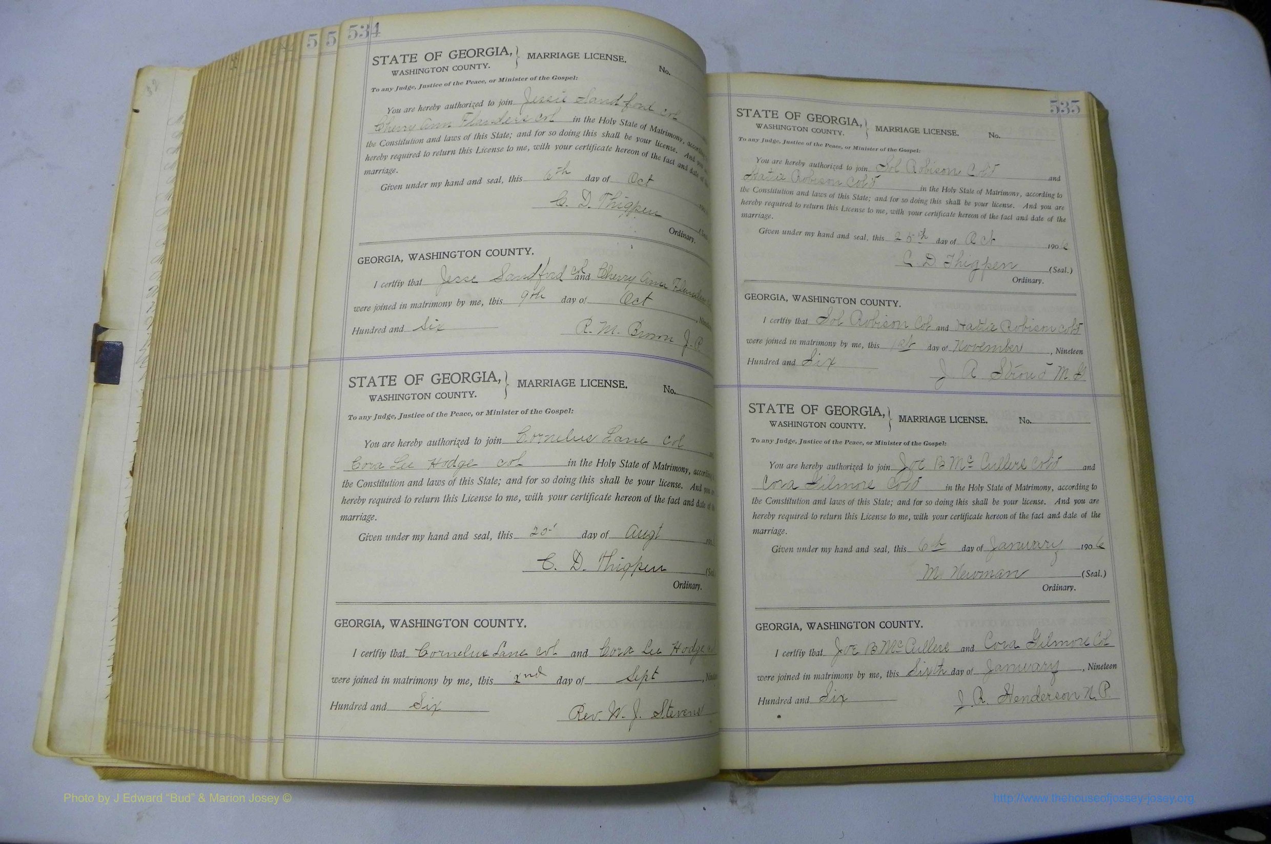 Was GA, Marriages Book J, 1903 - 1906, P 534-535.JPG