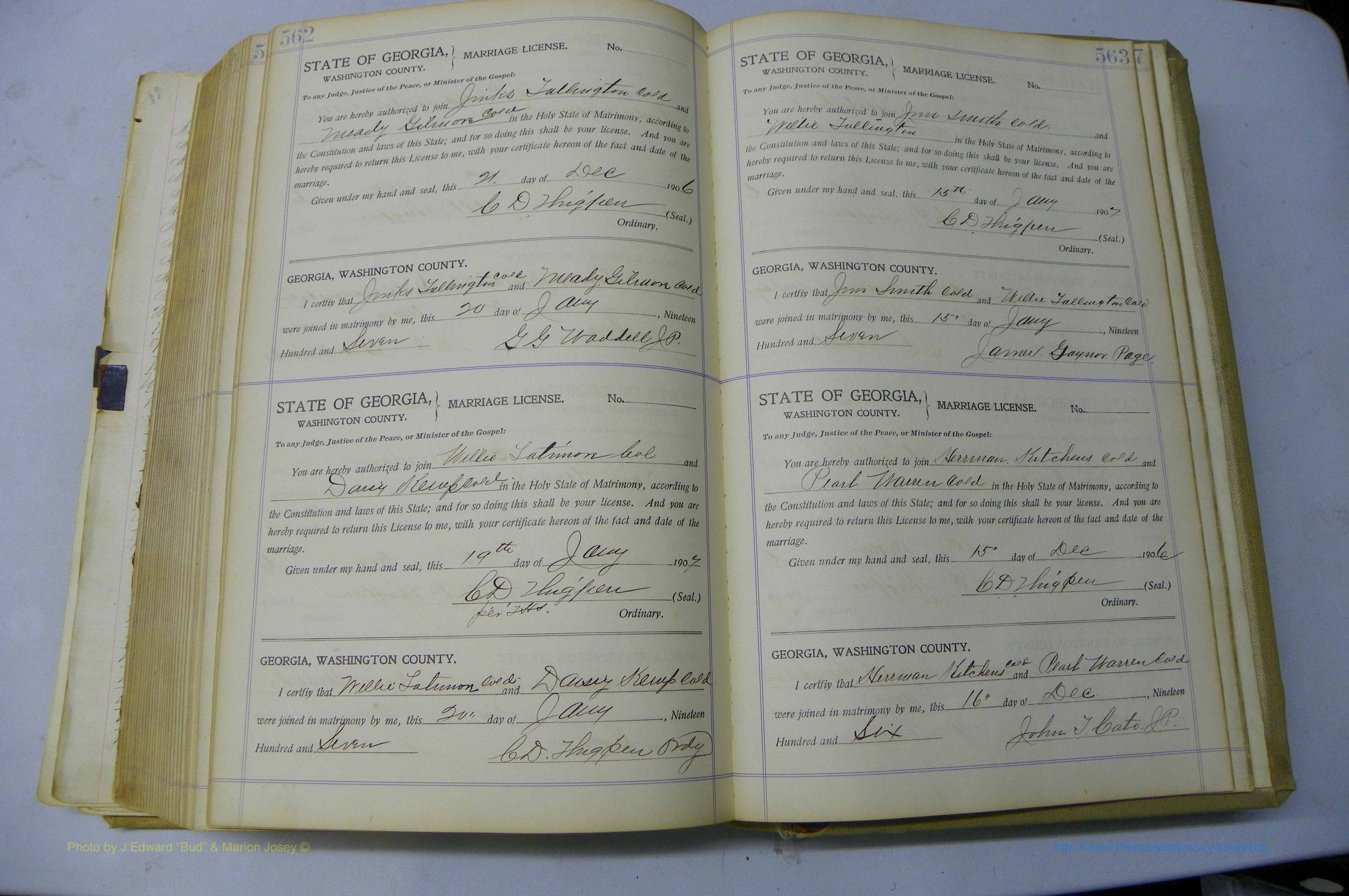 Was GA, Marriages Book J, 1903 - 1906, P 562-563.JPG