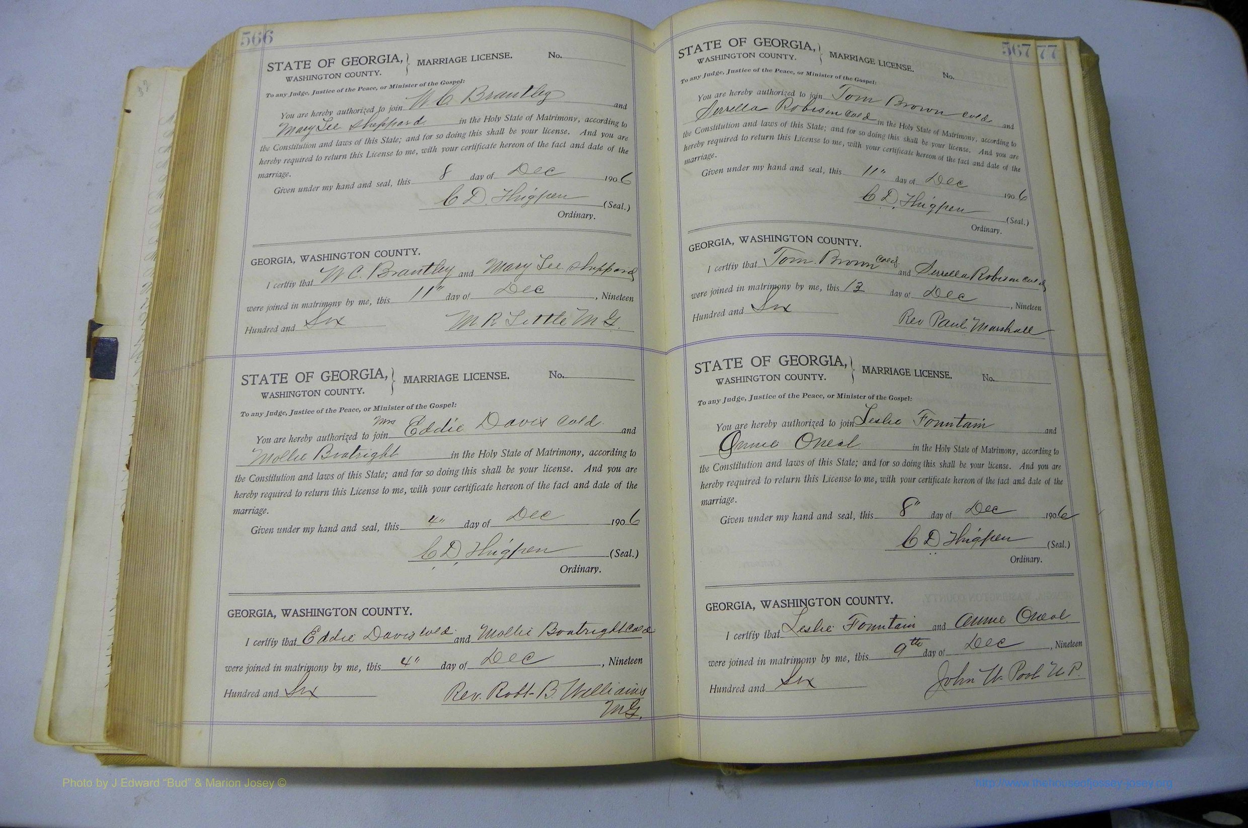 Was GA, Marriages Book J, 1903 - 1906, P 566-567.JPG