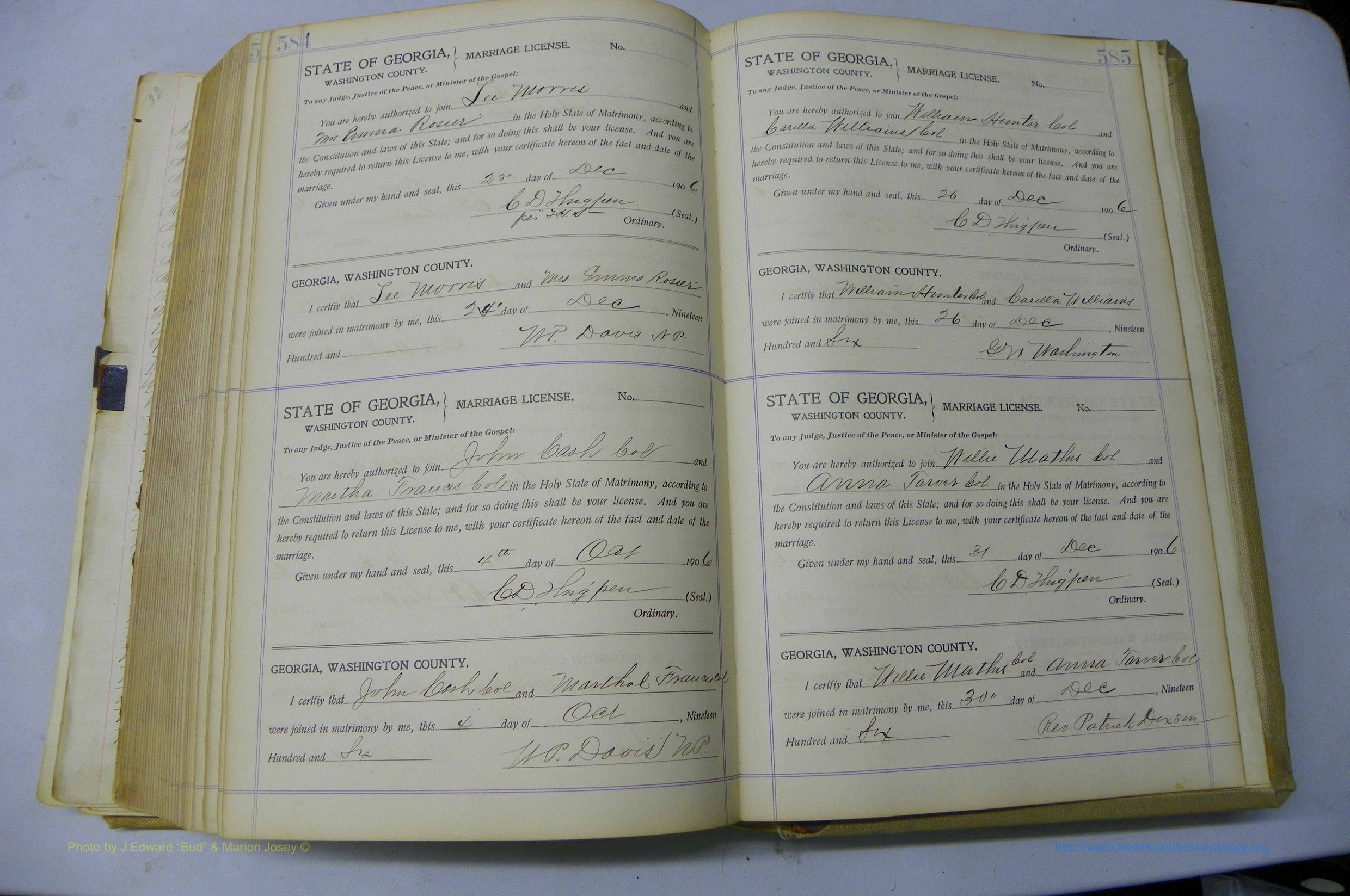 Was GA, Marriages Book J, 1903 - 1906, P 584-585.JPG