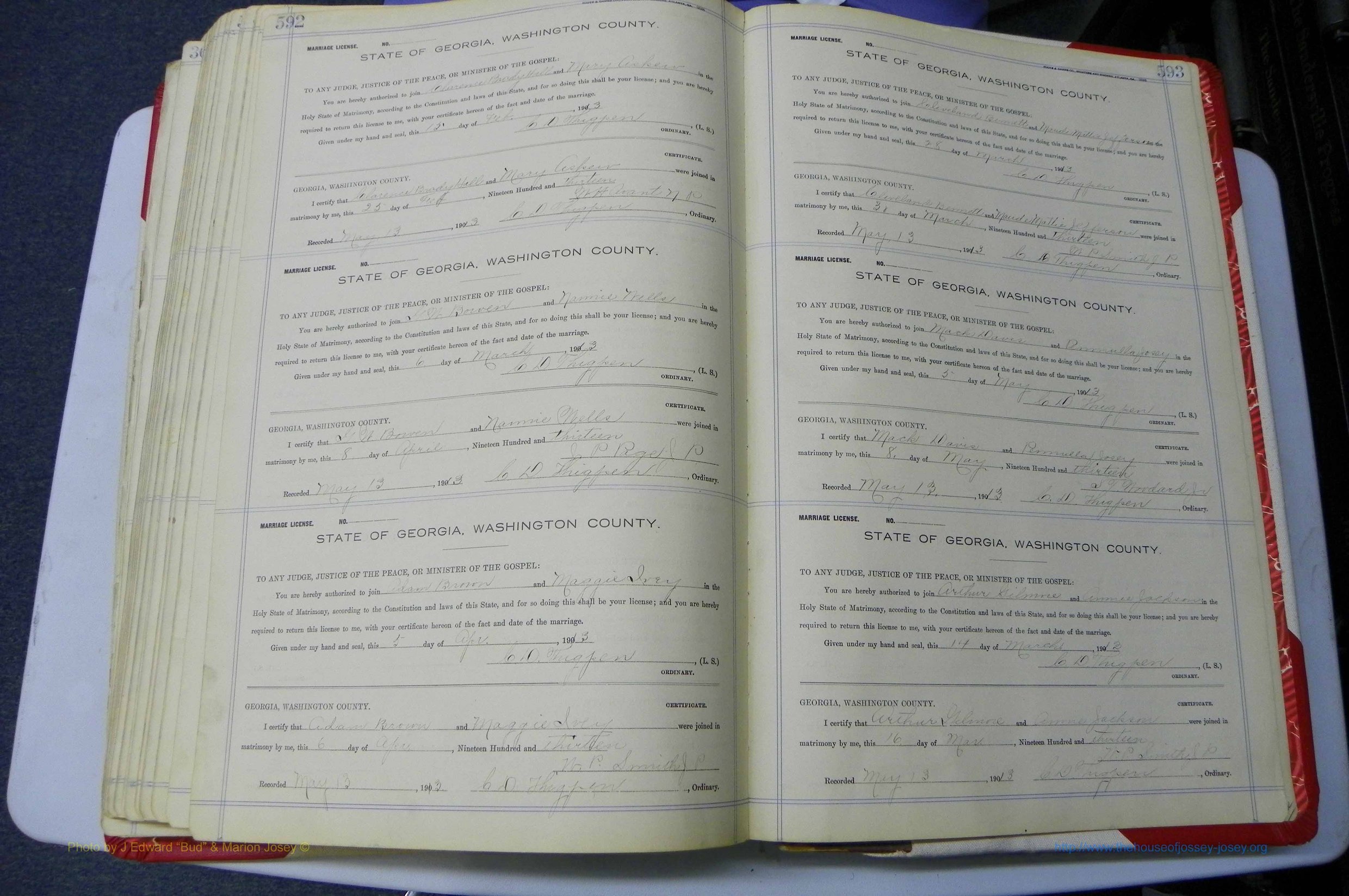 Was GA, Marriages Book K, 1907 - 1913, P 592-593.JPG