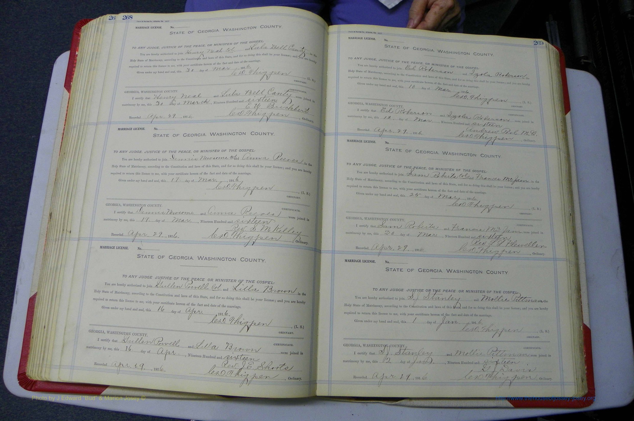 Was GA, Marriages Book L, 1913 - 1917, P 268-269.JPG