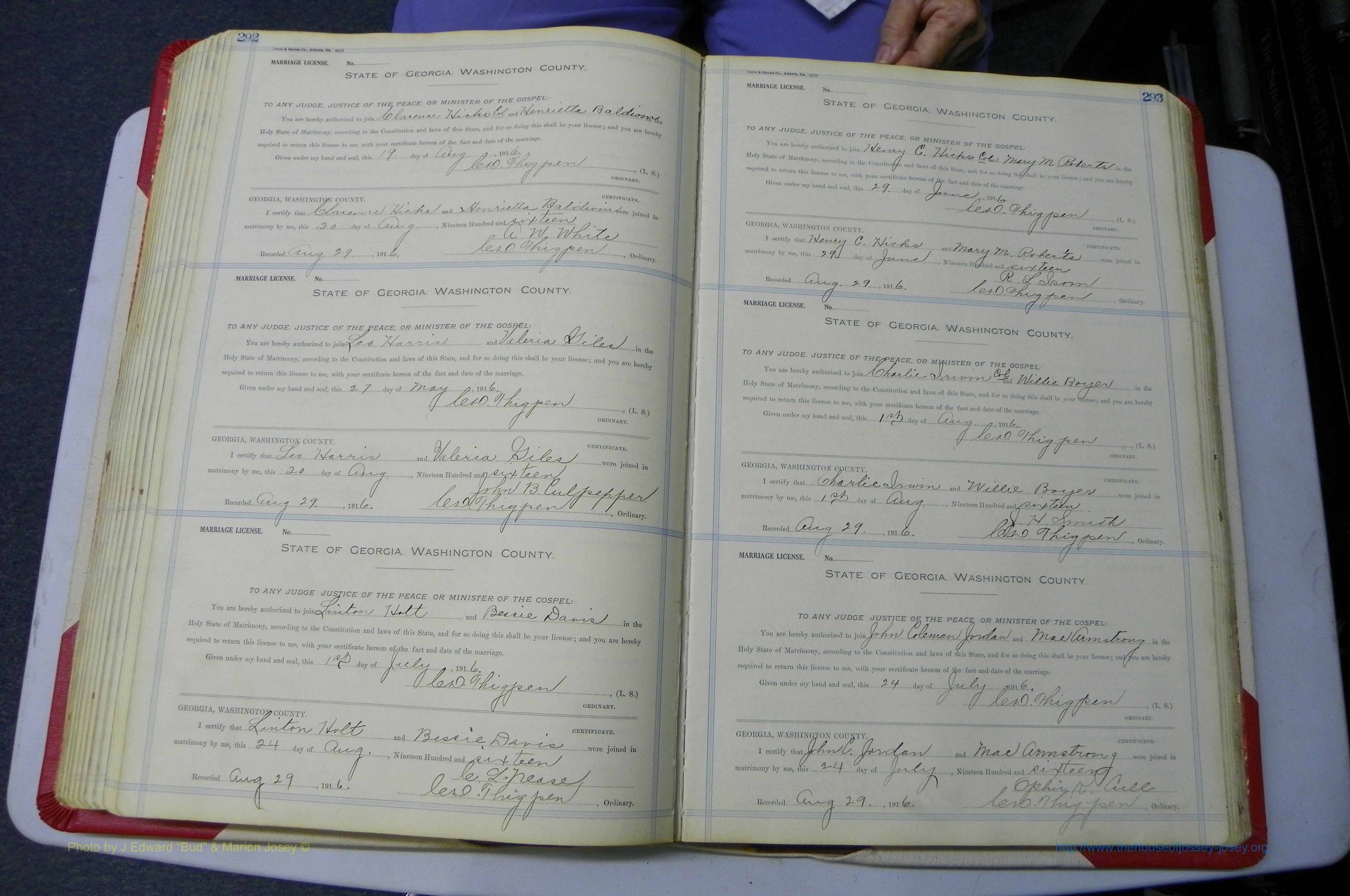 Was GA, Marriages Book L, 1913 - 1917, P 292-293.JPG