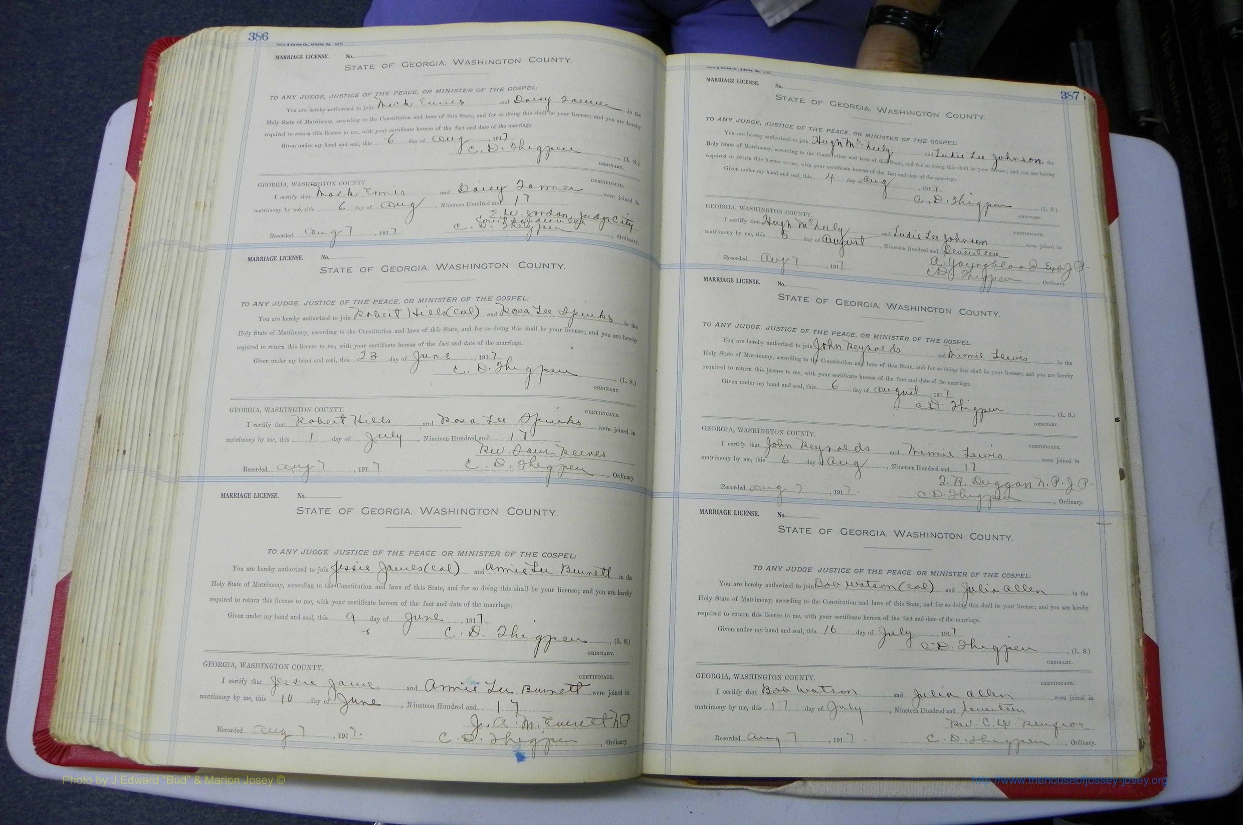 Was GA, Marriages Book L, 1913 - 1917, P 386-387.JPG