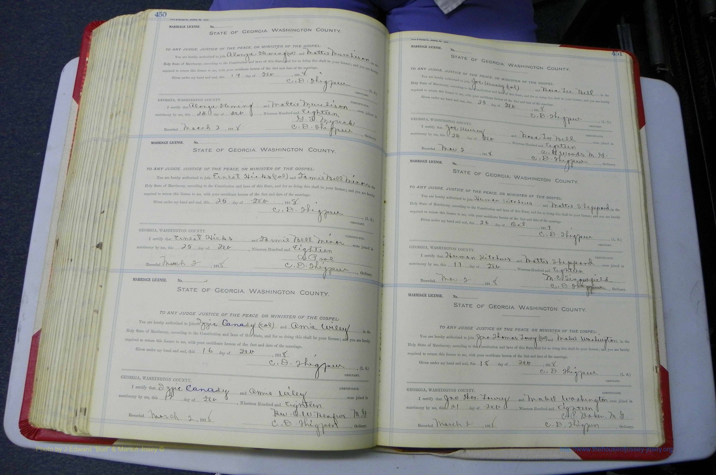 Was GA, Marriages Book L, 1913 - 1917, P 450-451.JPG