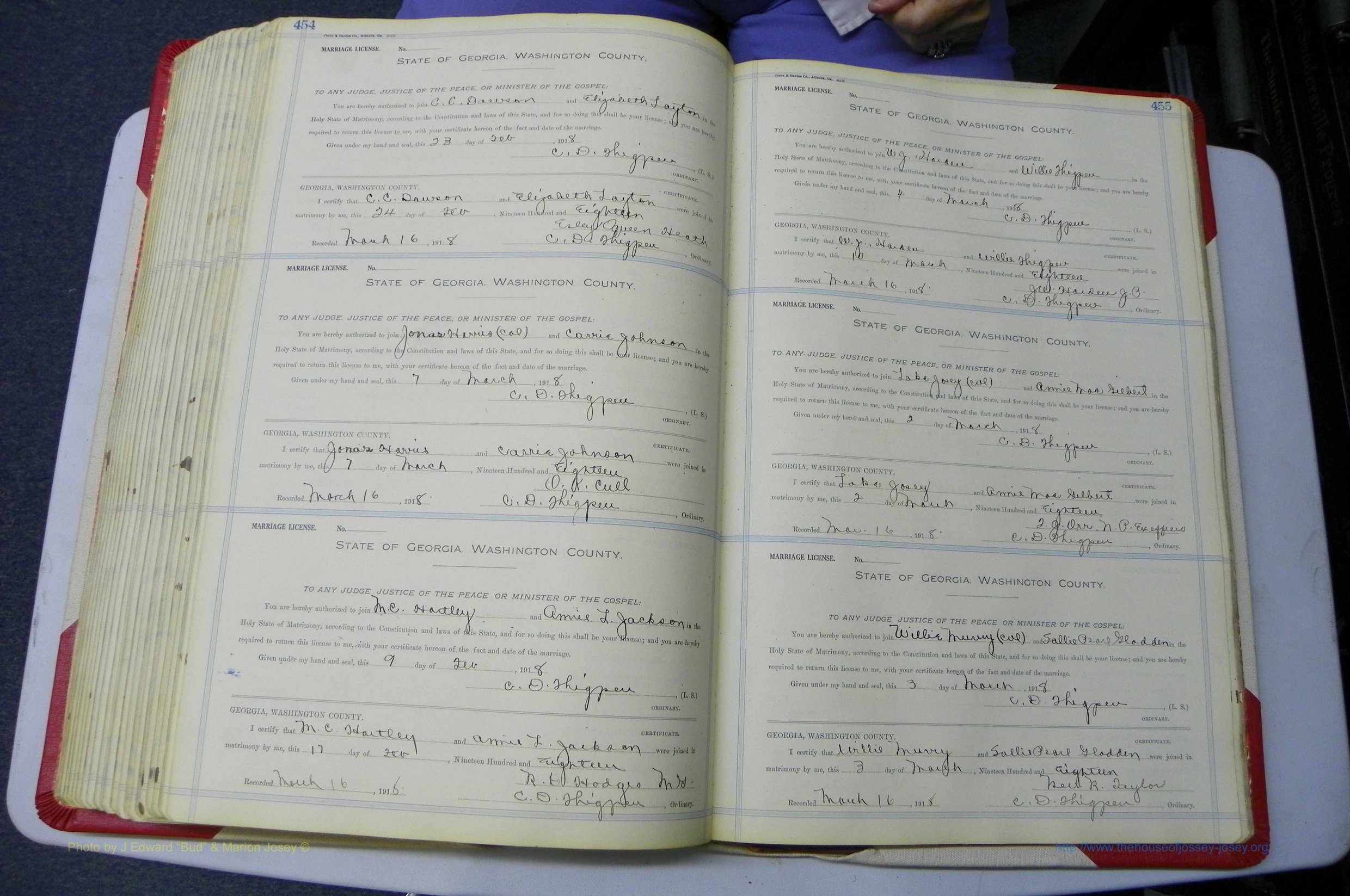 Was GA, Marriages Book L, 1913 - 1917, P 454-455.JPG