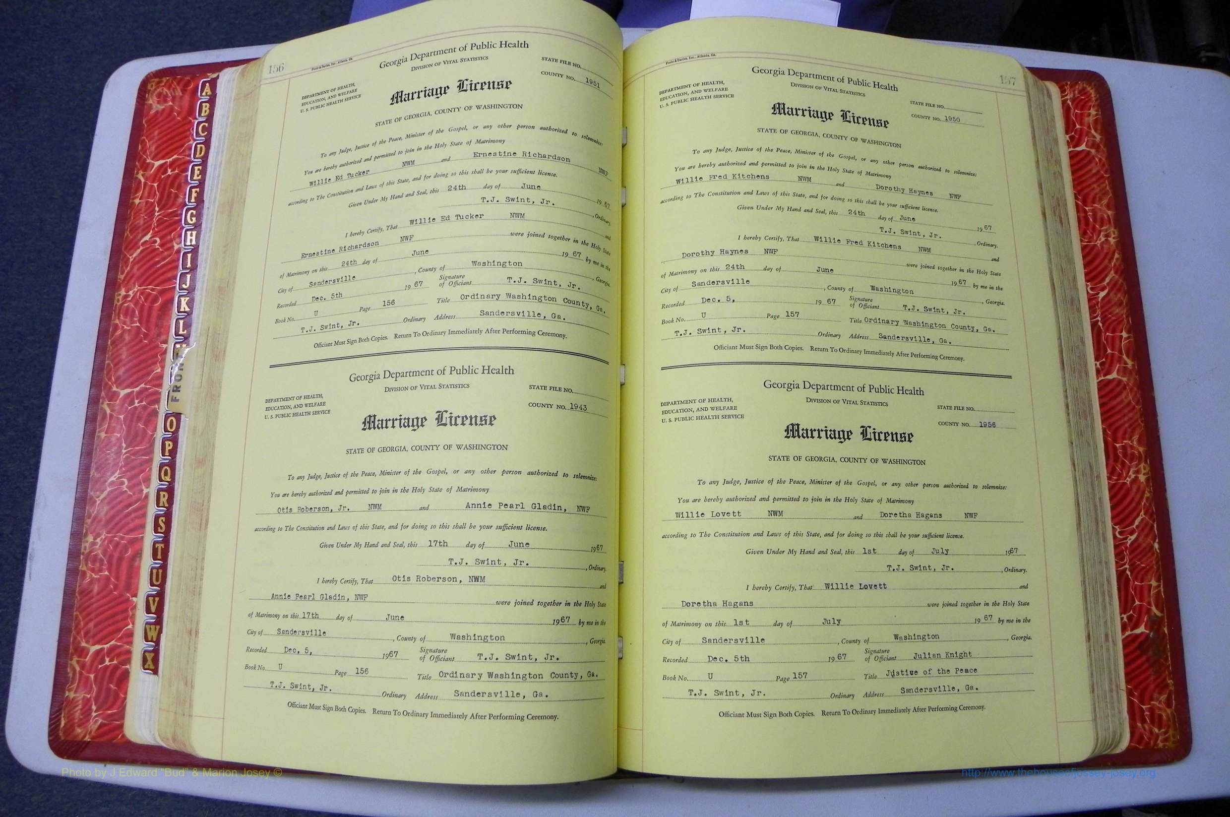 Washington Co, GA, Mar. Book U, Col, P 156-157.JPG