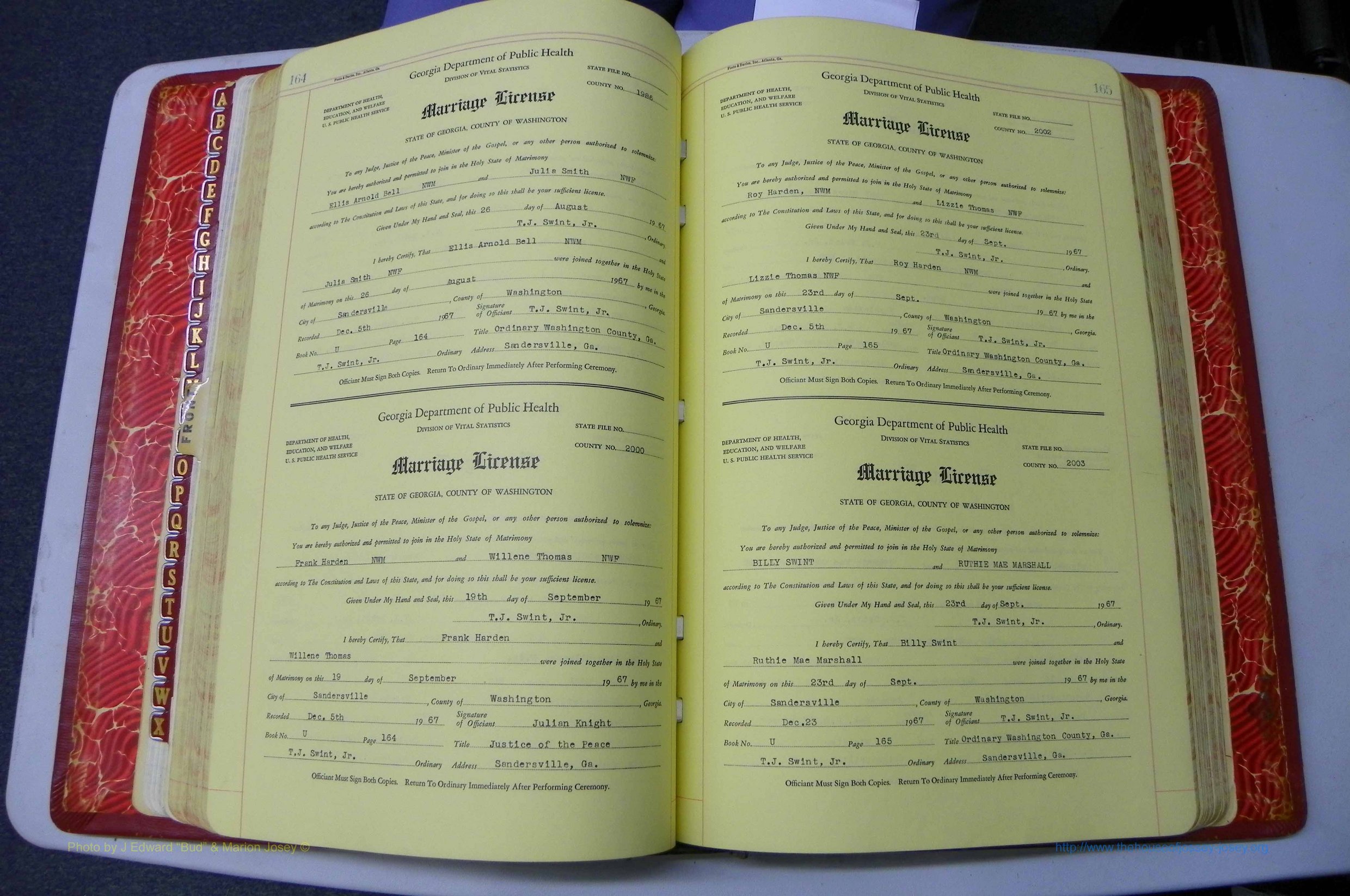 Washington Co, GA, Mar. Book U, Col, P 164-165.JPG
