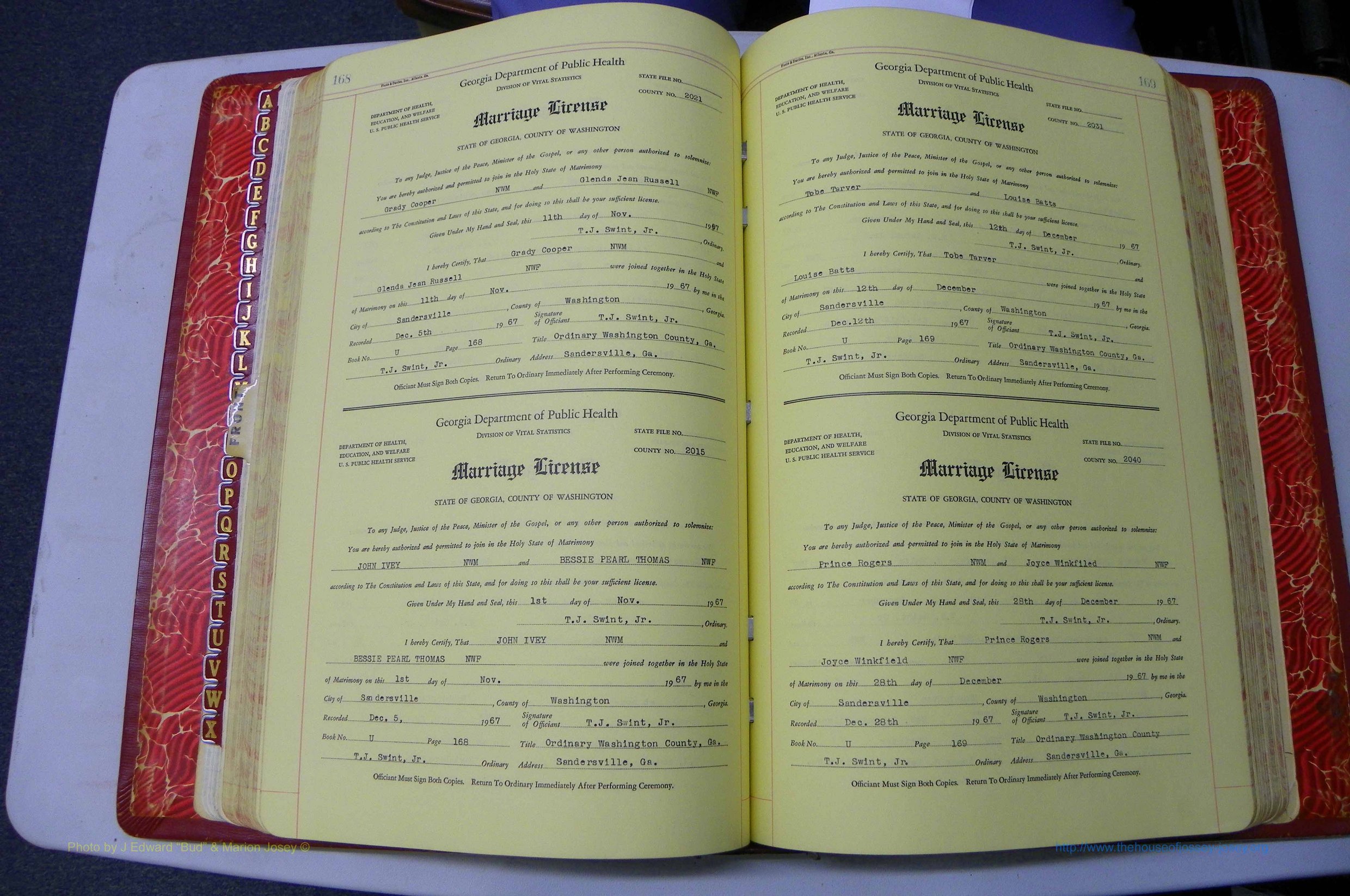 Washington Co, GA, Mar. Book U, Col, P 168-169.JPG