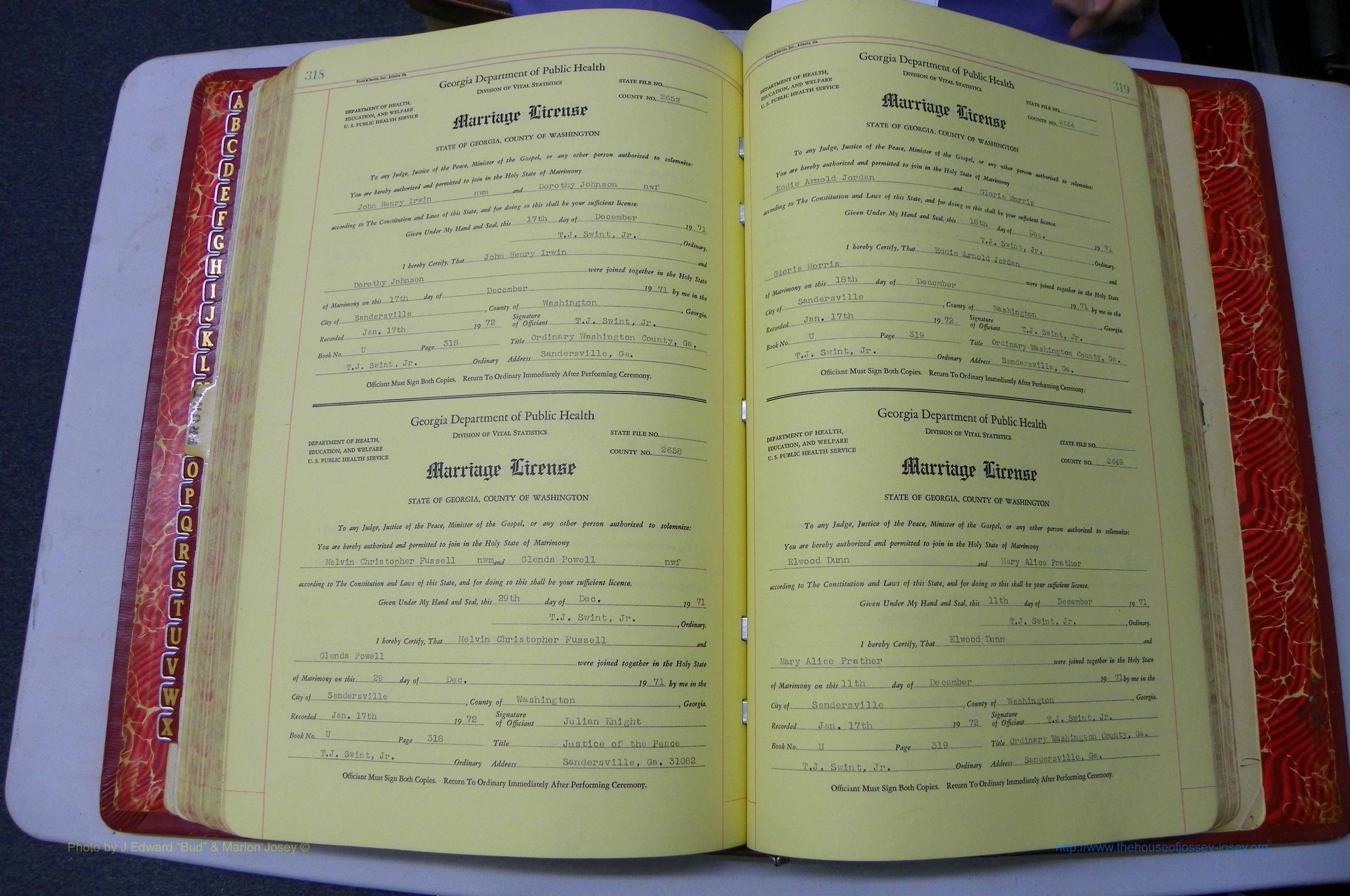 Washington Co, GA, Mar. Book U, Col, P 318-319.JPG