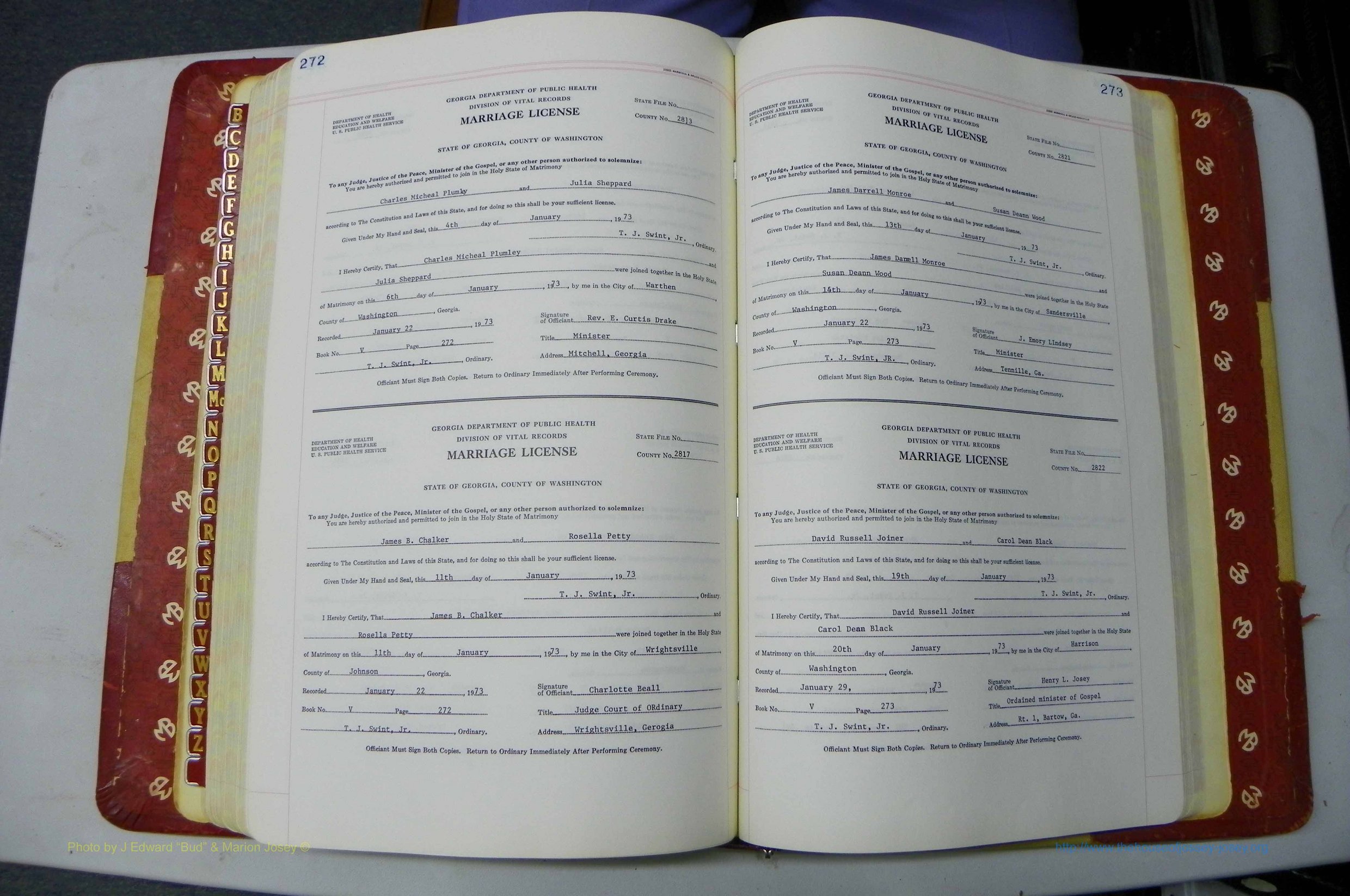 Was GA, Mar. Book V, 1966 - 1975, White, P 272-273.JPG