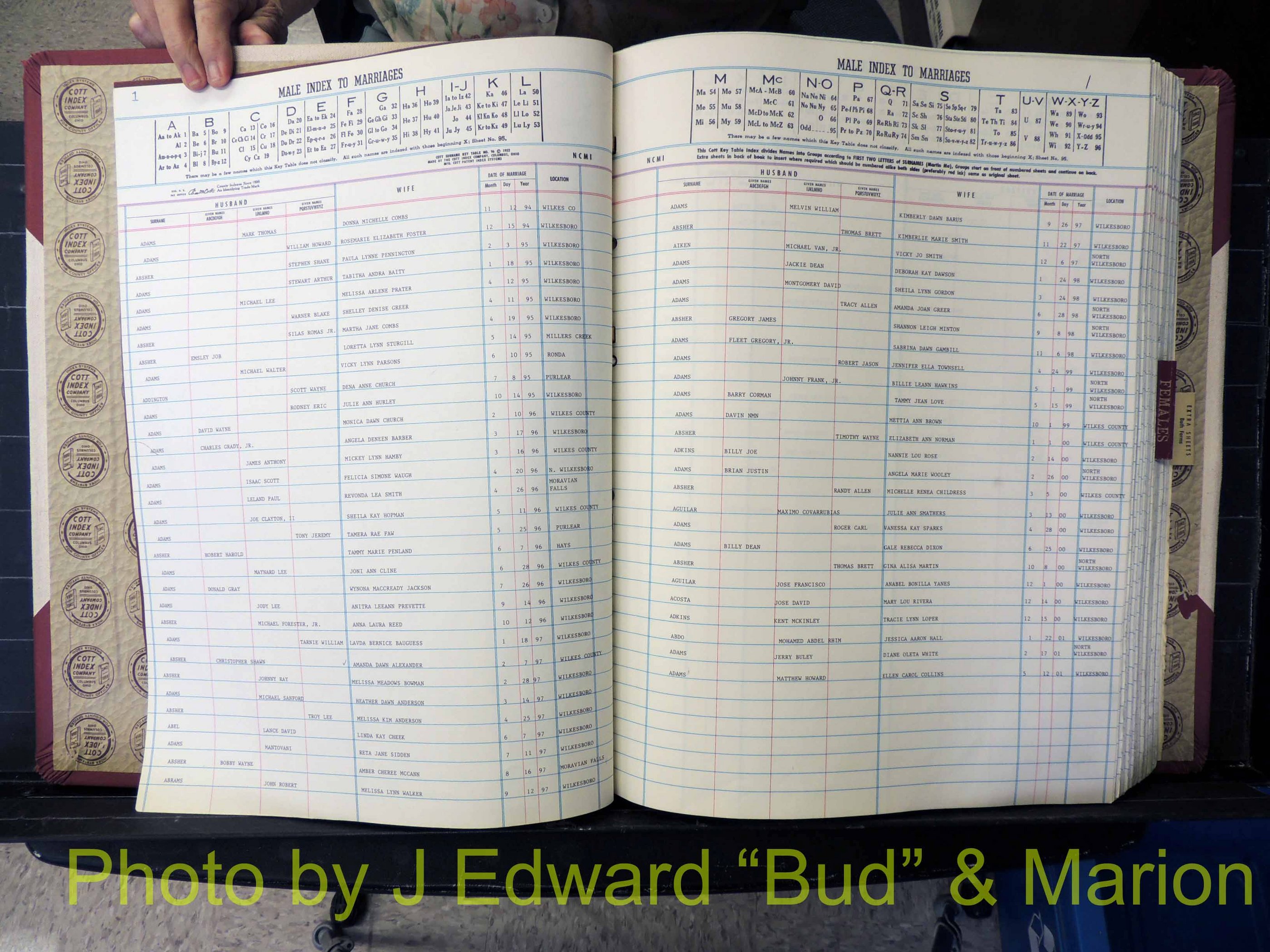 Wilkes Co, NC, Marriage Book 10, 1991-2001 (102).JPG