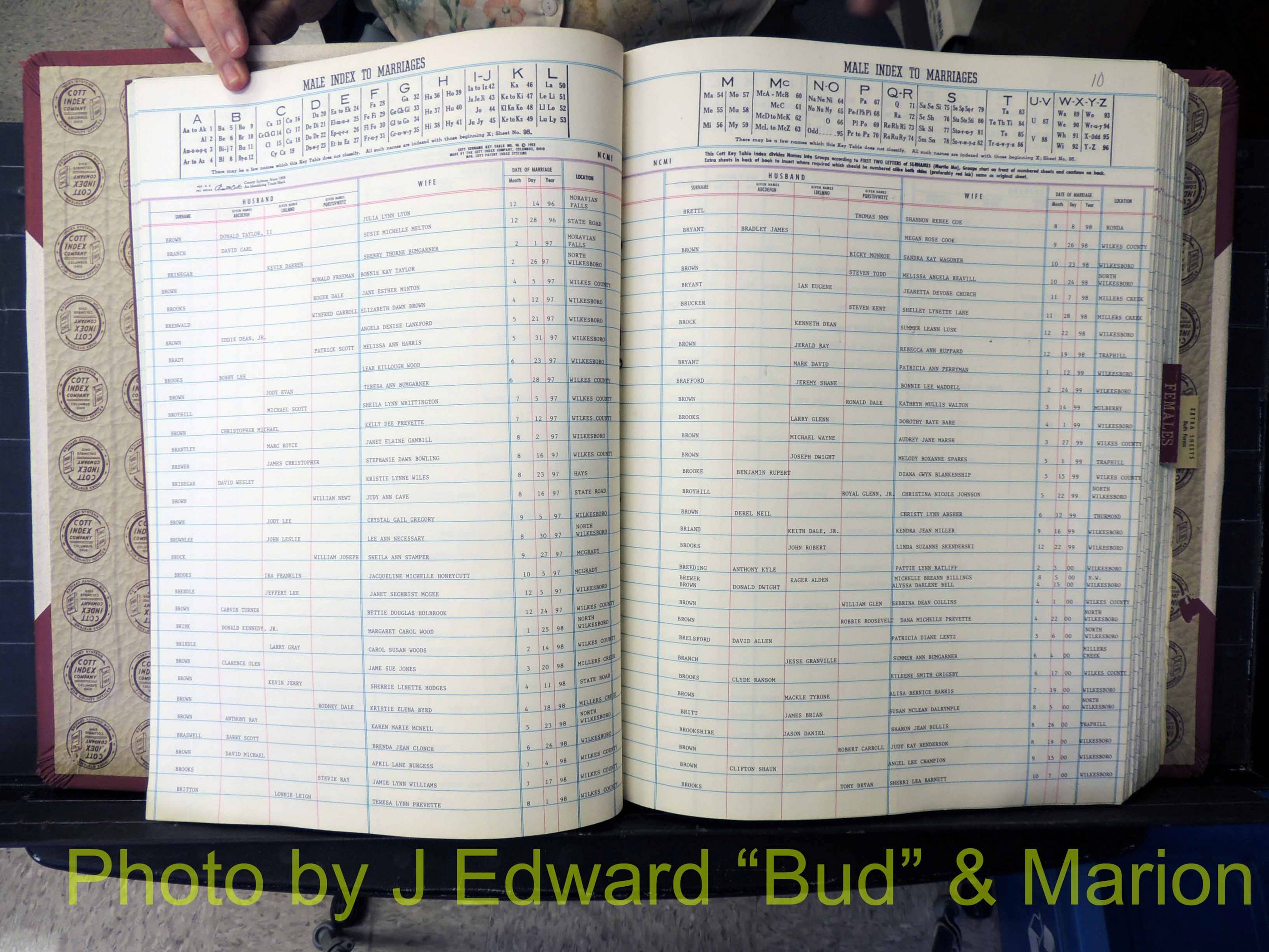 Wilkes Co, NC, Marriage Book 10, 1991-2001 (115).JPG