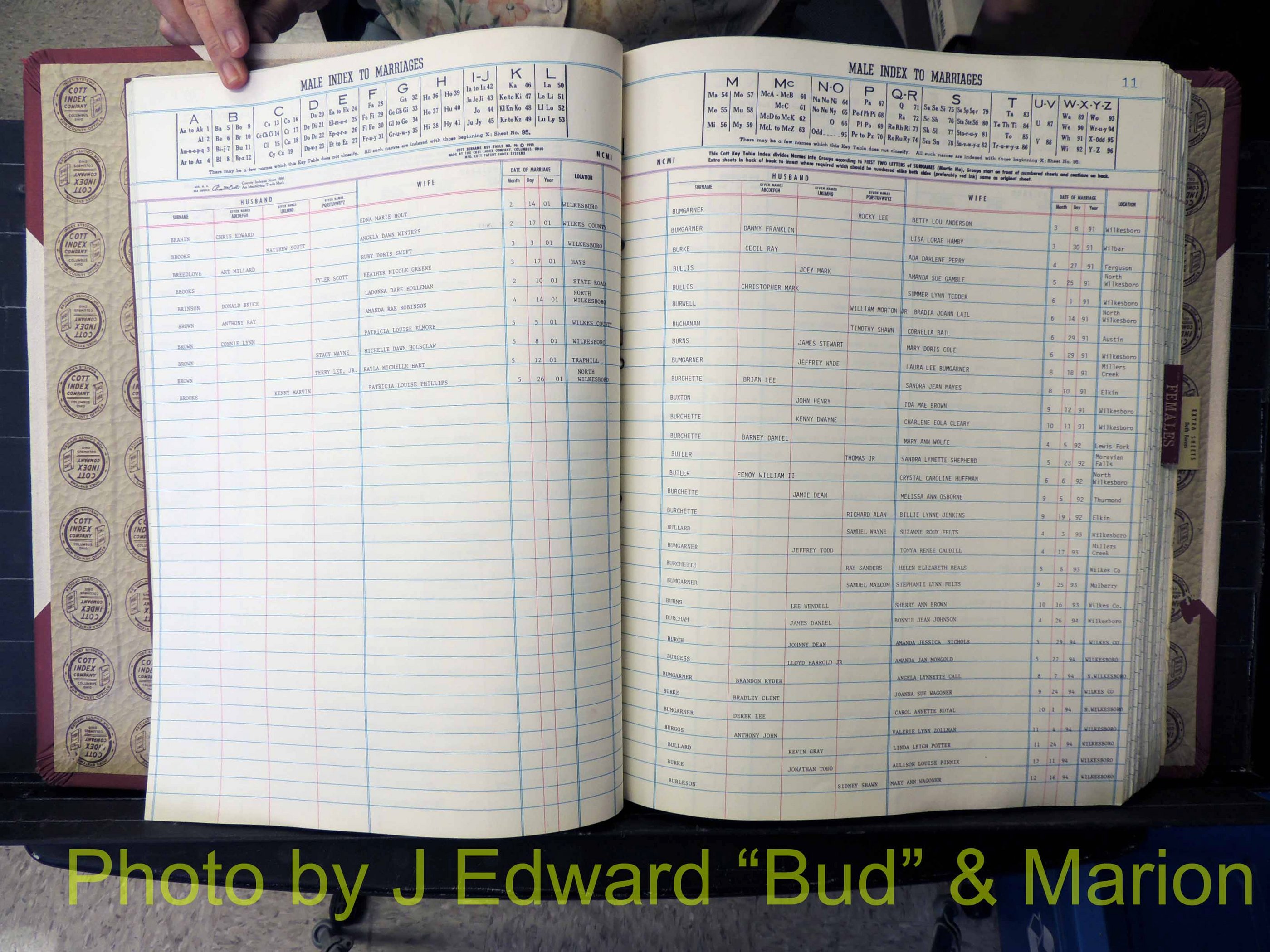 Wilkes Co, NC, Marriage Book 10, 1991-2001 (116).JPG