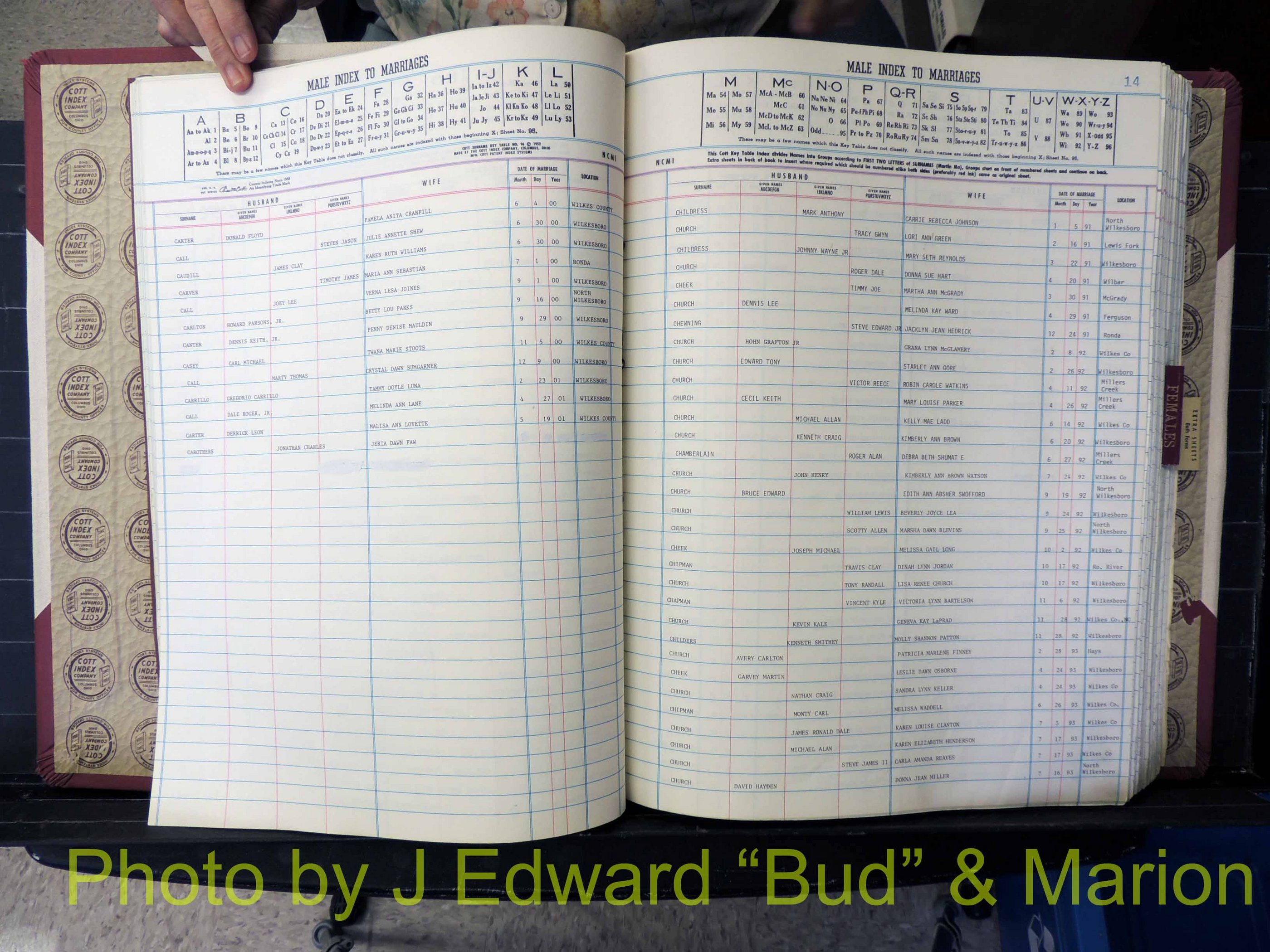 Wilkes Co, NC, Marriage Book 10, 1991-2001 (122).JPG