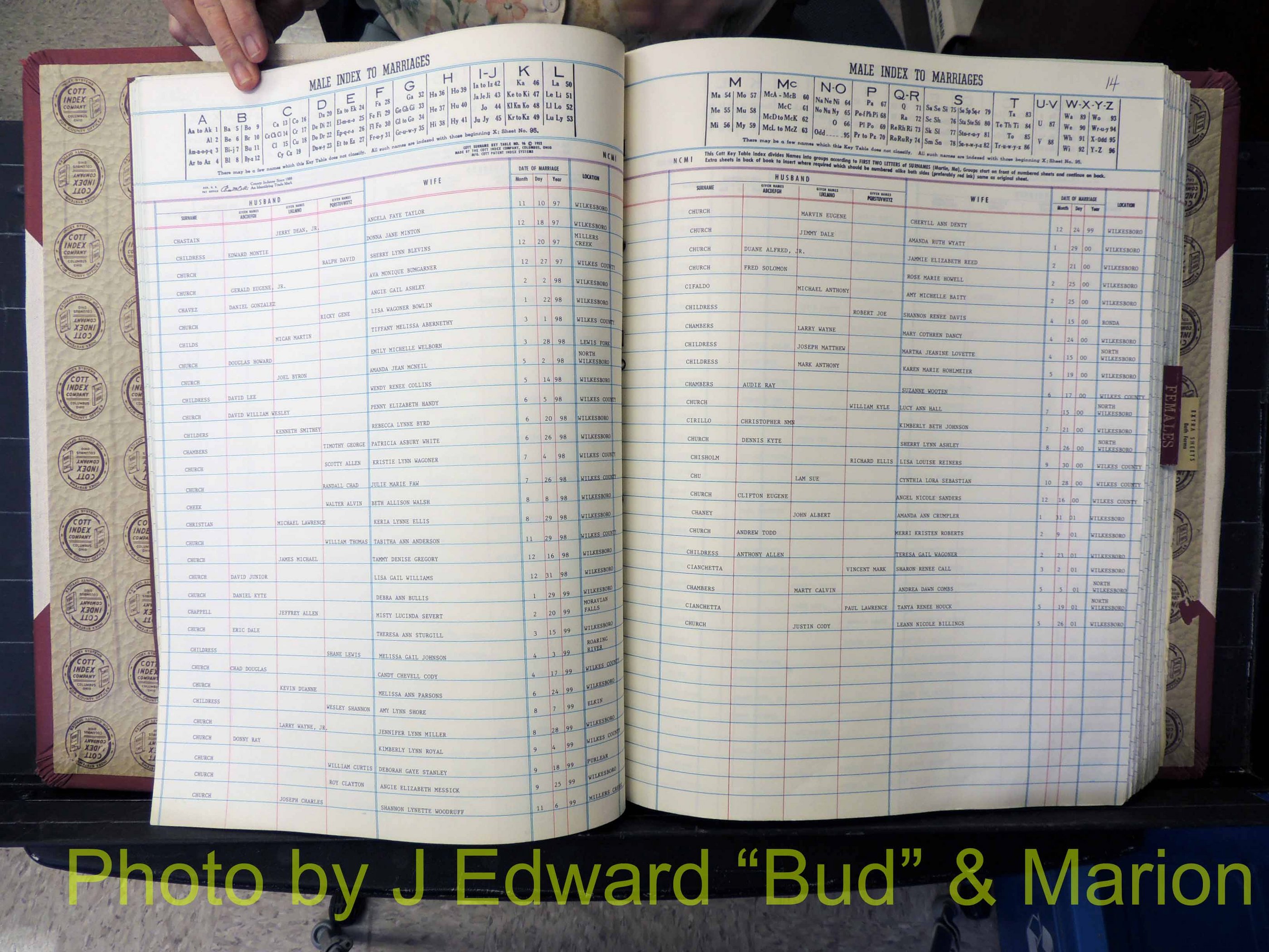 Wilkes Co, NC, Marriage Book 10, 1991-2001 (124).JPG