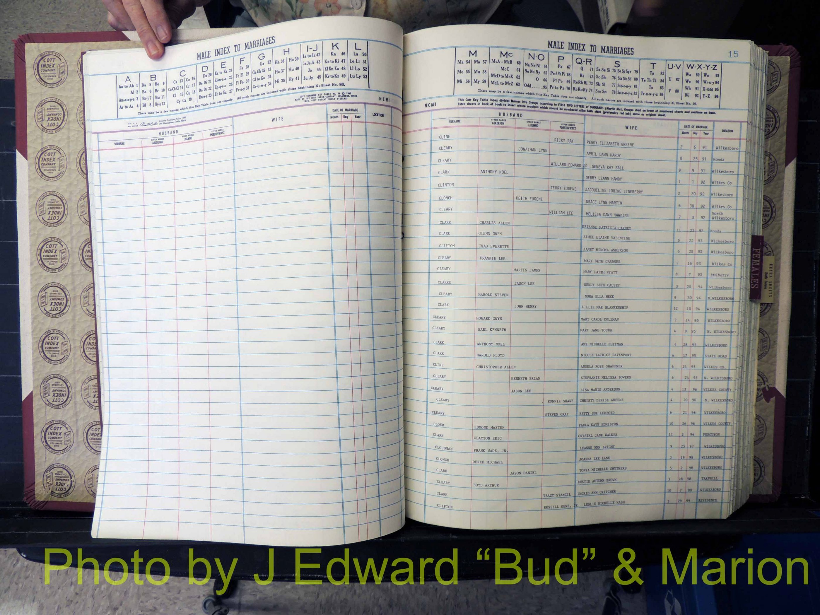 Wilkes Co, NC, Marriage Book 10, 1991-2001 (125).JPG