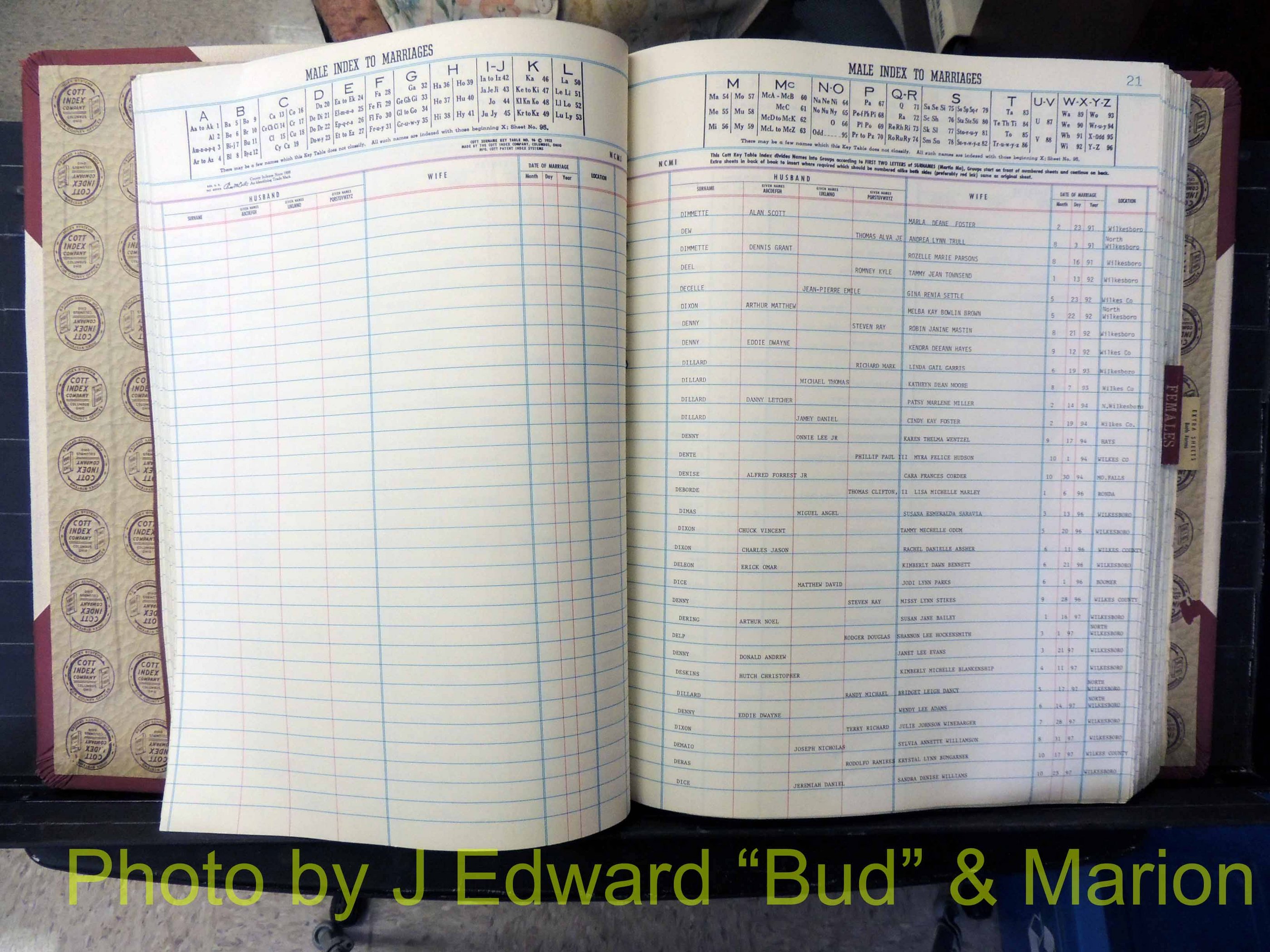 Wilkes Co, NC, Marriage Book 10, 1991-2001 (134).JPG