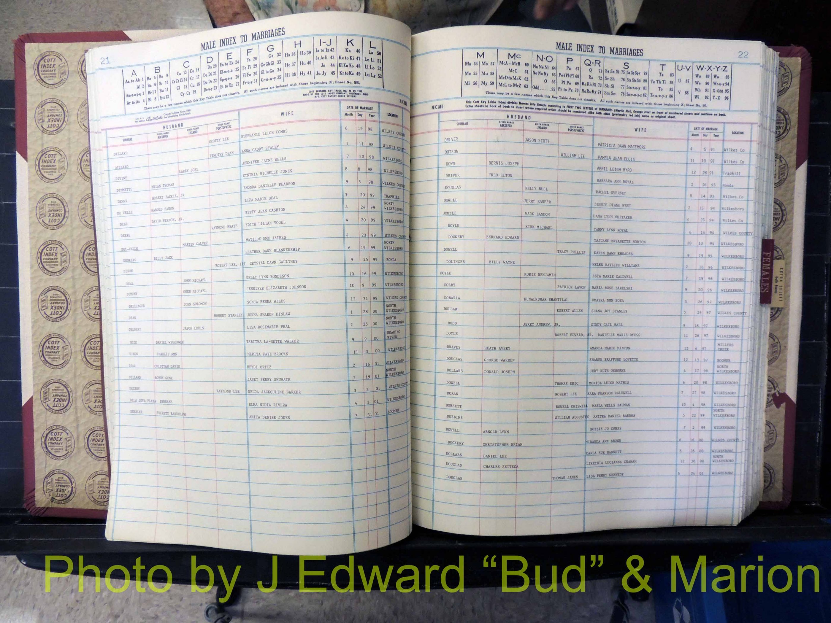 Wilkes Co, NC, Marriage Book 10, 1991-2001 (135).JPG