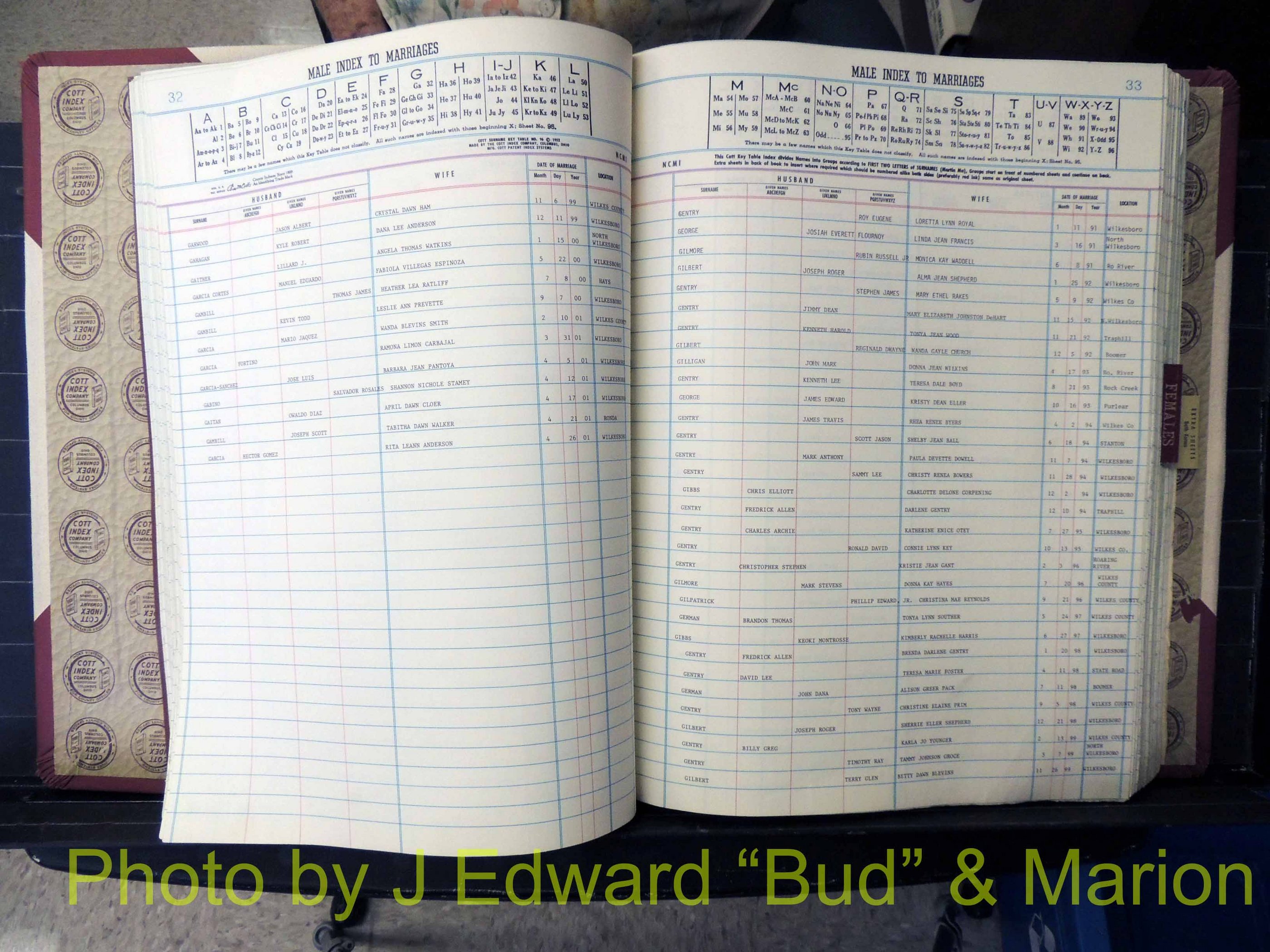 Wilkes Co, NC, Marriage Book 10, 1991-2001 (148).JPG