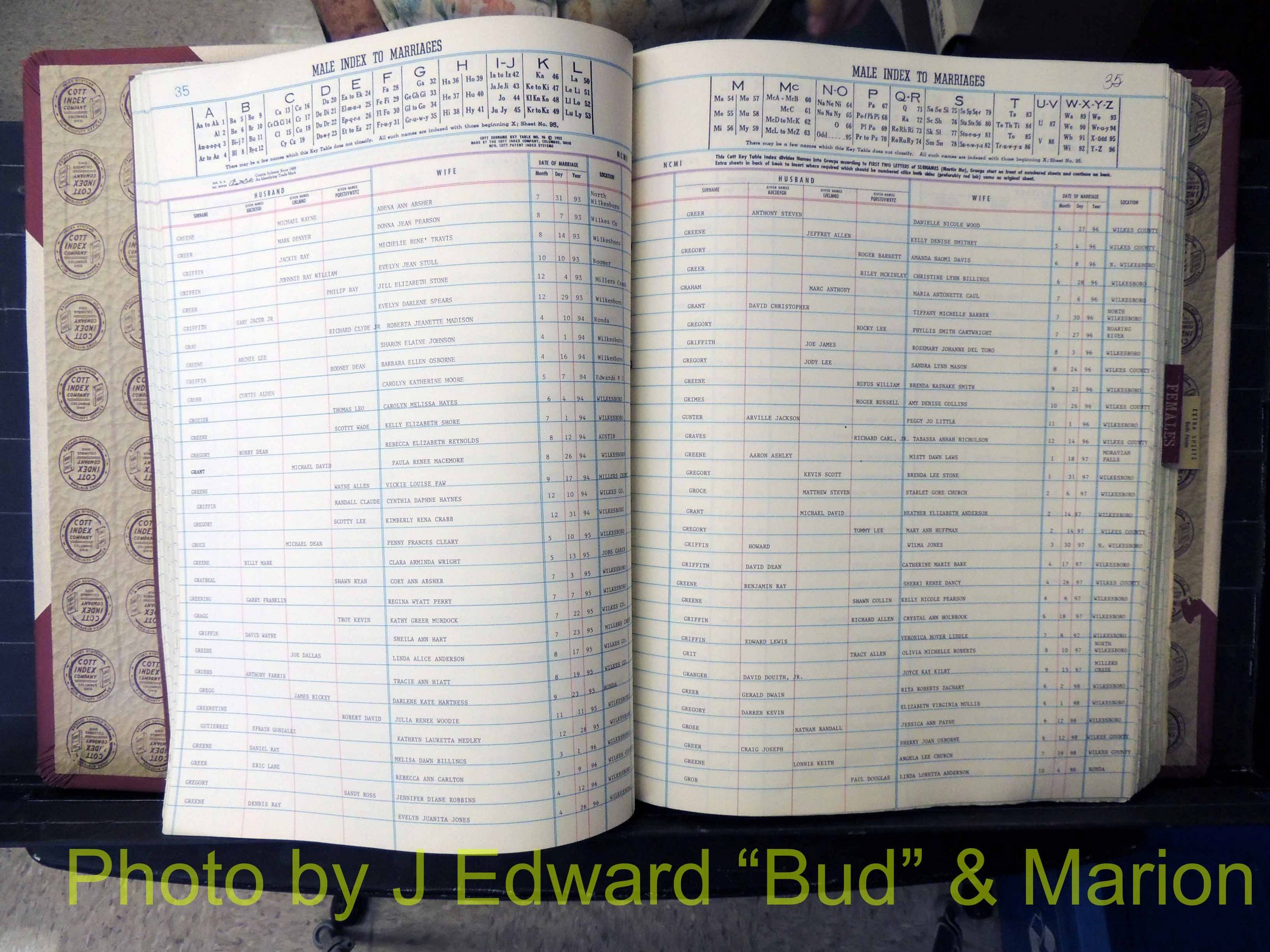 Wilkes Co, NC, Marriage Book 10, 1991-2001 (151).JPG