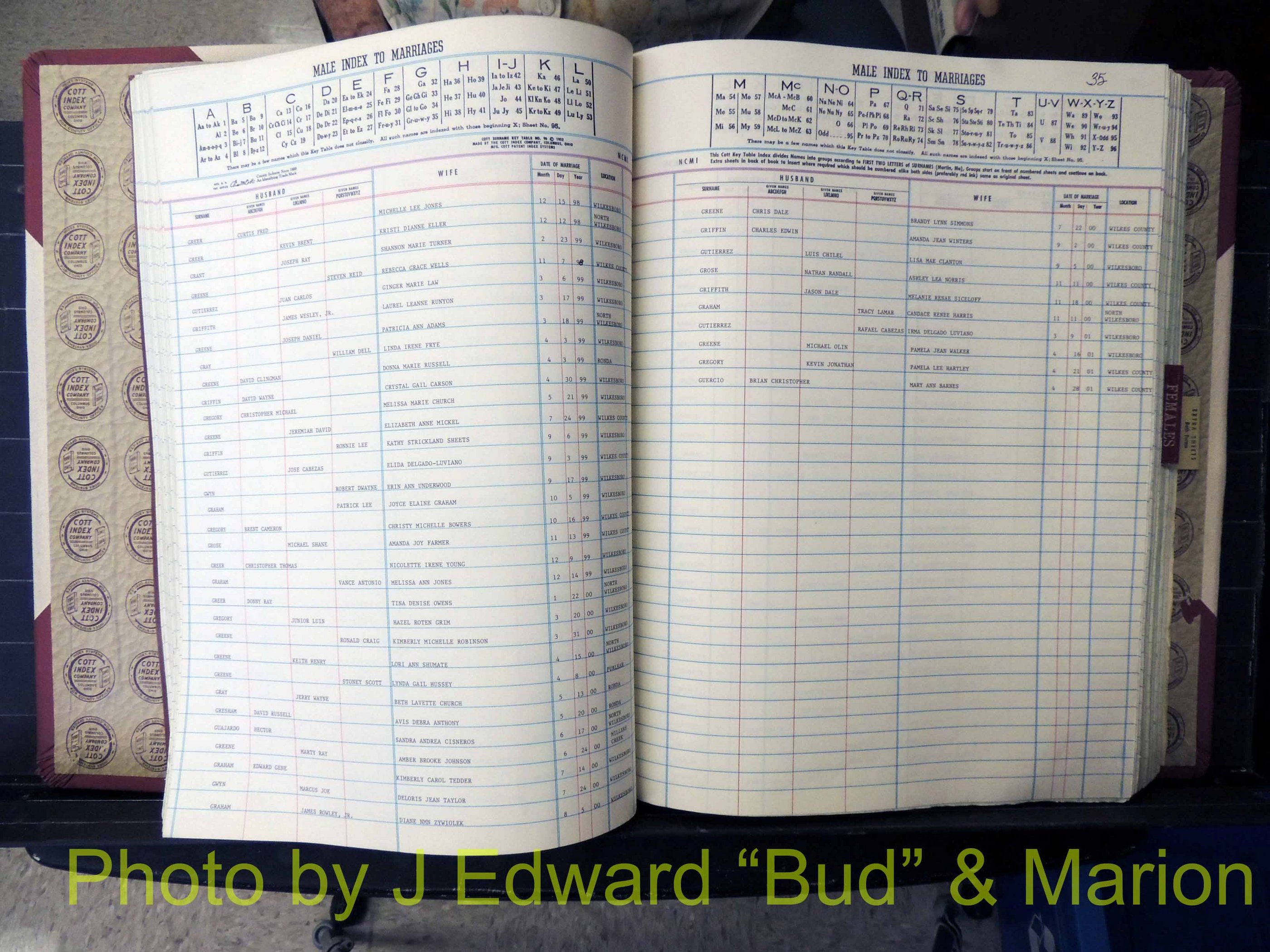 Wilkes Co, NC, Marriage Book 10, 1991-2001 (152).JPG