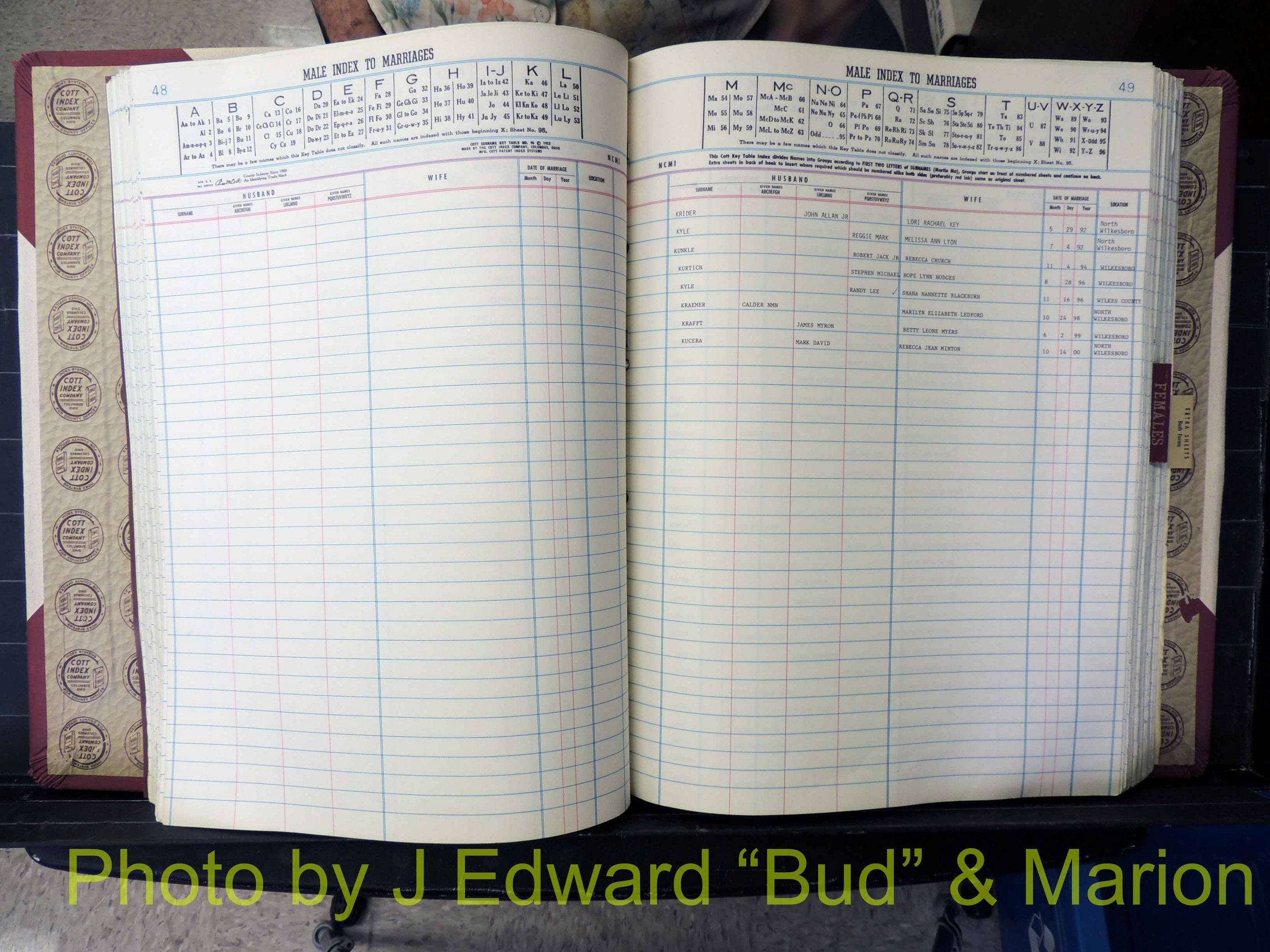 Wilkes Co, NC, Marriage Book 10, 1991-2001 (172).JPG