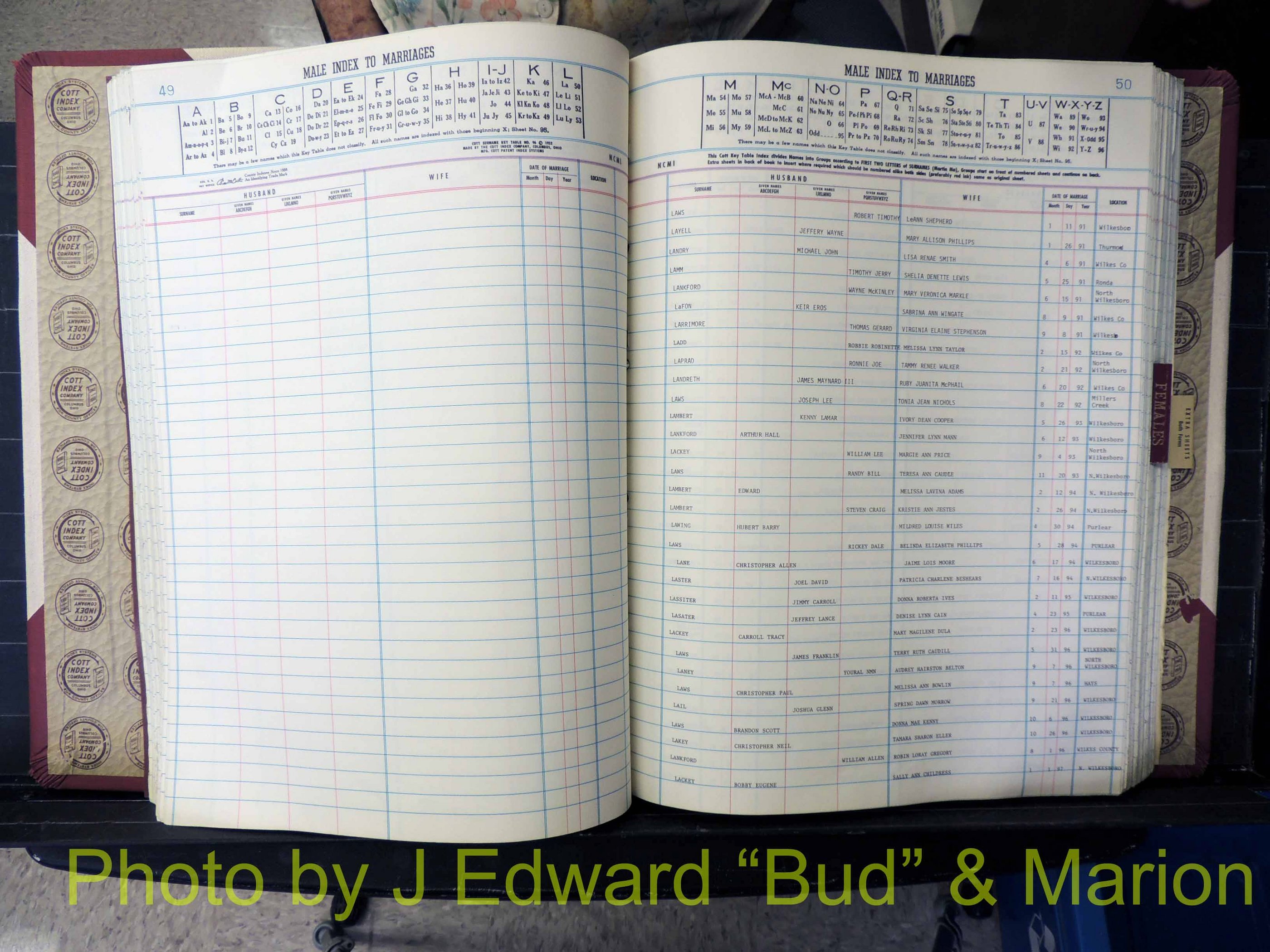 Wilkes Co, NC, Marriage Book 10, 1991-2001 (173).JPG