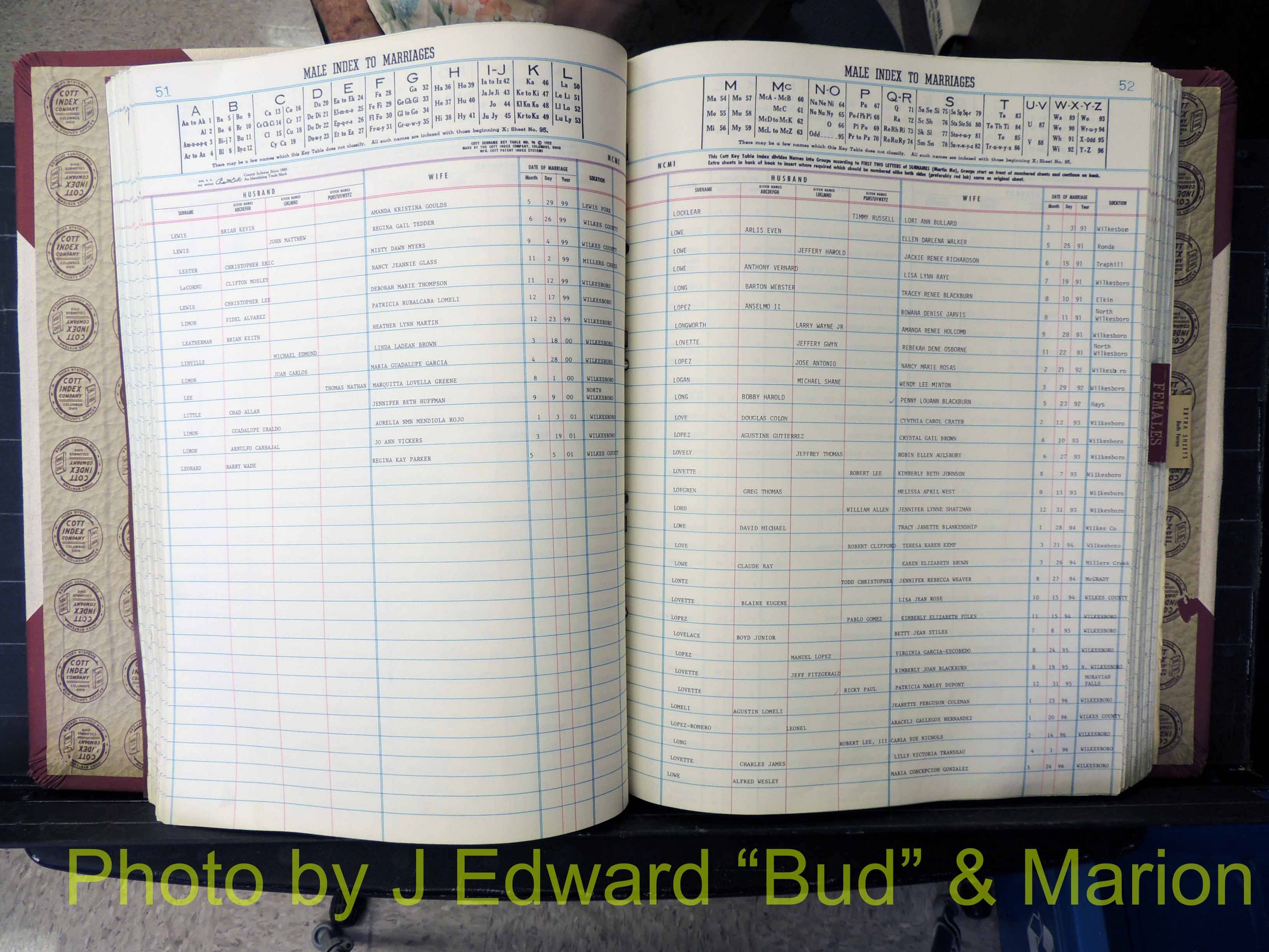 Wilkes Co, NC, Marriage Book 10, 1991-2001 (175).JPG