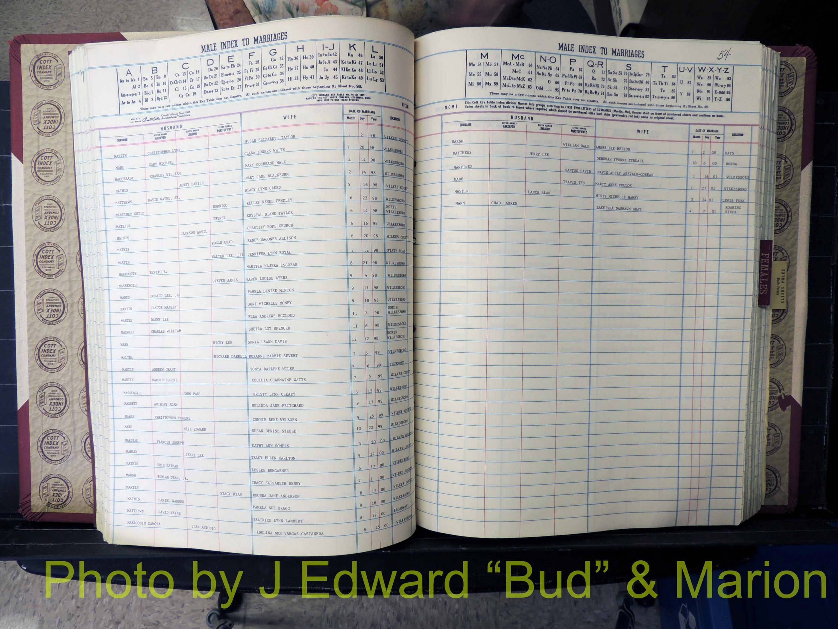 Wilkes Co, NC, Marriage Book 10, 1991-2001 (179).JPG