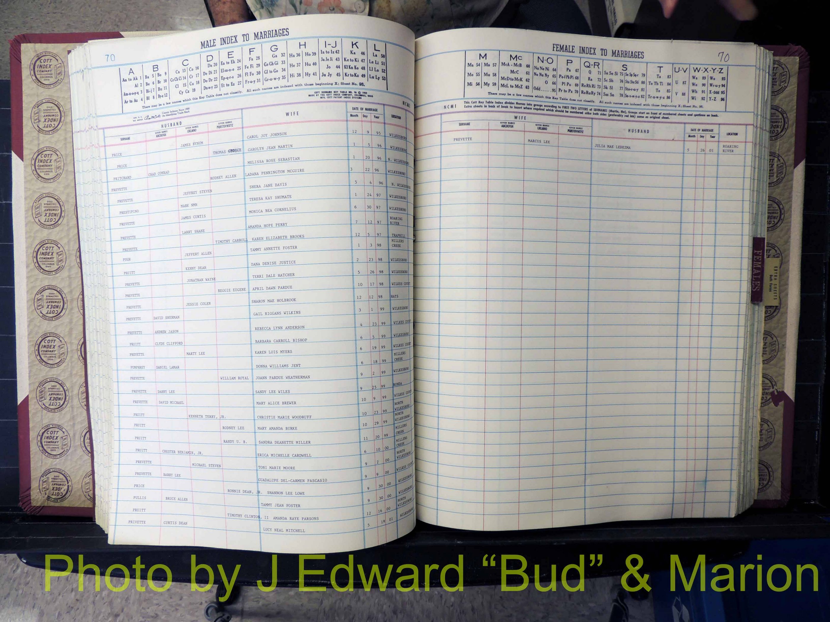 Wilkes Co, NC, Marriage Book 10, 1991-2001 (199).JPG