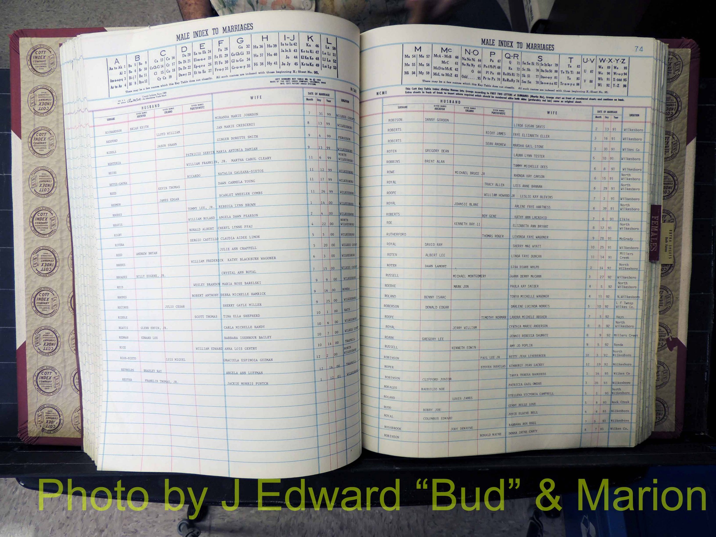 Wilkes Co, NC, Marriage Book 10, 1991-2001 (204).JPG