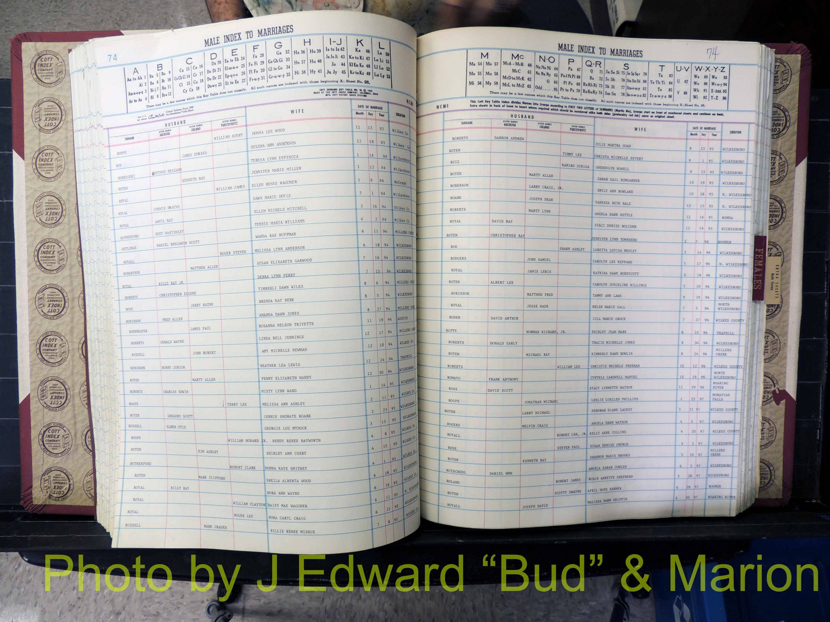 Wilkes Co, NC, Marriage Book 10, 1991-2001 (205).JPG