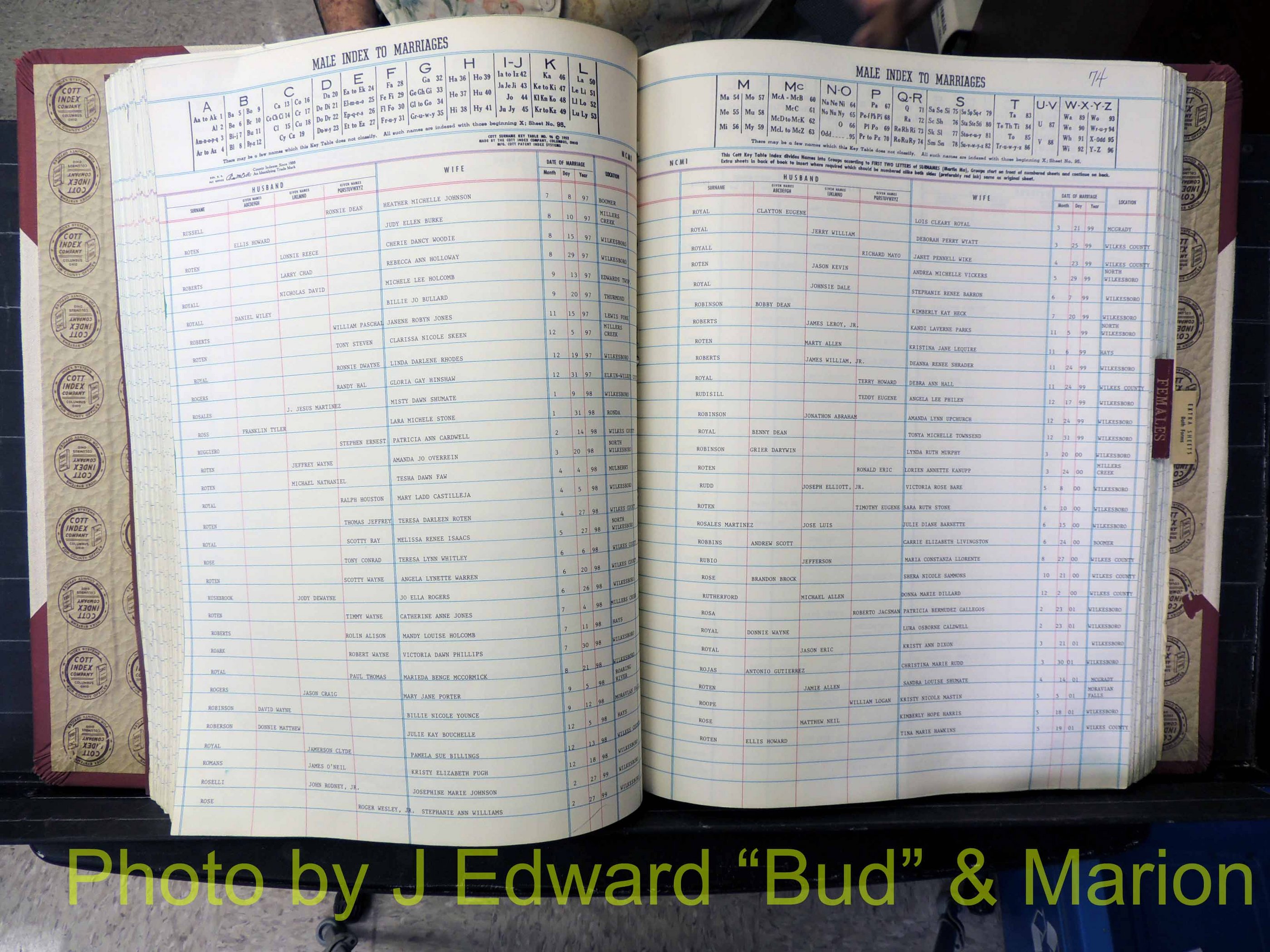 Wilkes Co, NC, Marriage Book 10, 1991-2001 (206).JPG